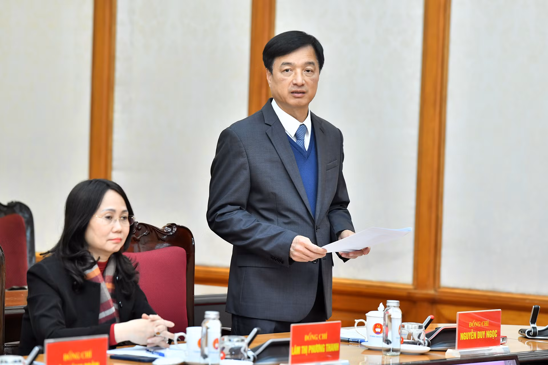 Đồng chí Nguyễn Duy Ngọc, Ủy viên Bộ Chính trị, Bí thư Trung ương Đảng, Chủ nhiệm Ủy ban Kiểm tra Trung ương phát biểu.