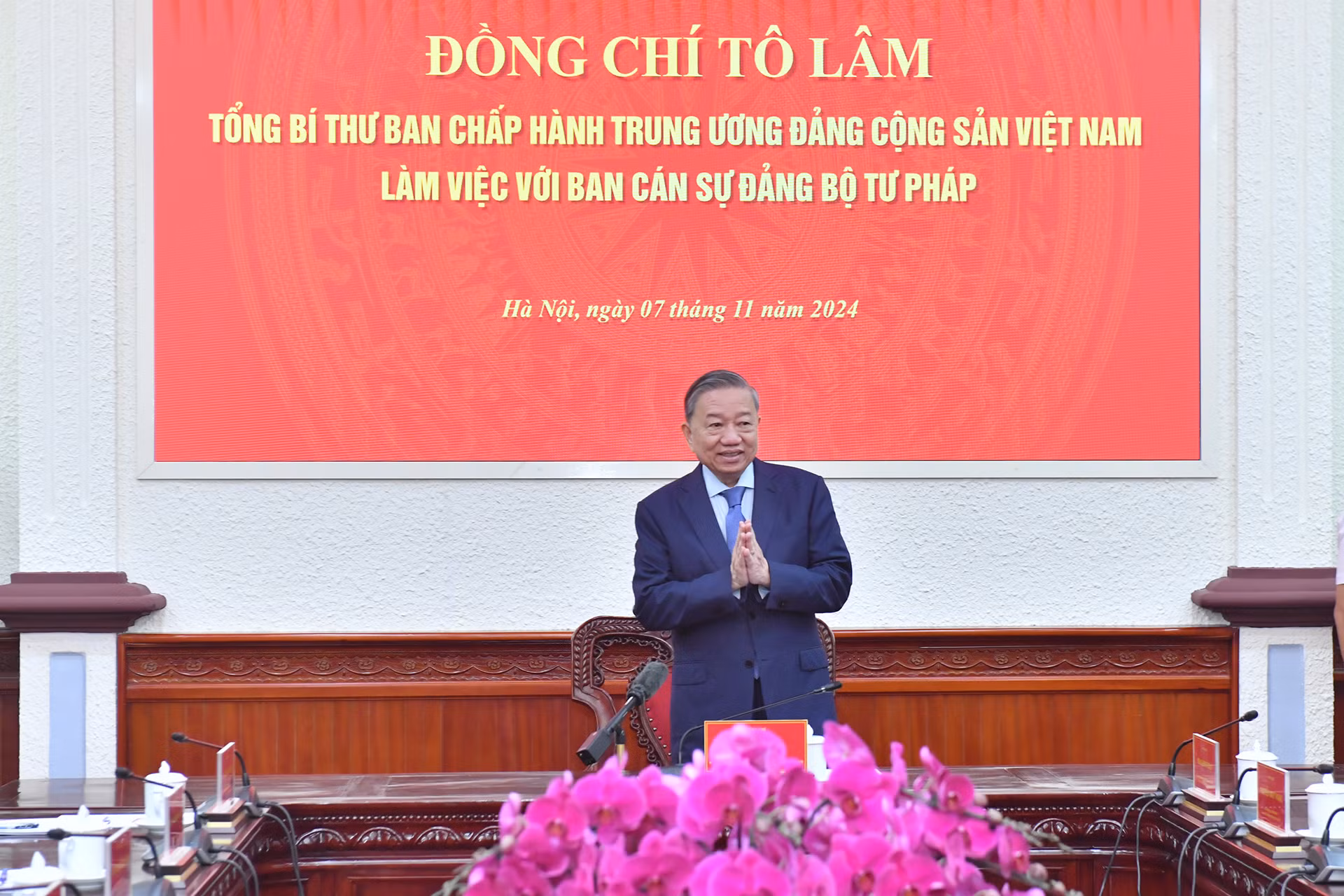 [Ảnh] Tổng Bí thư Tô Lâm làm việc với Ban Cán sự Đảng Bộ Tư pháp ảnh 2