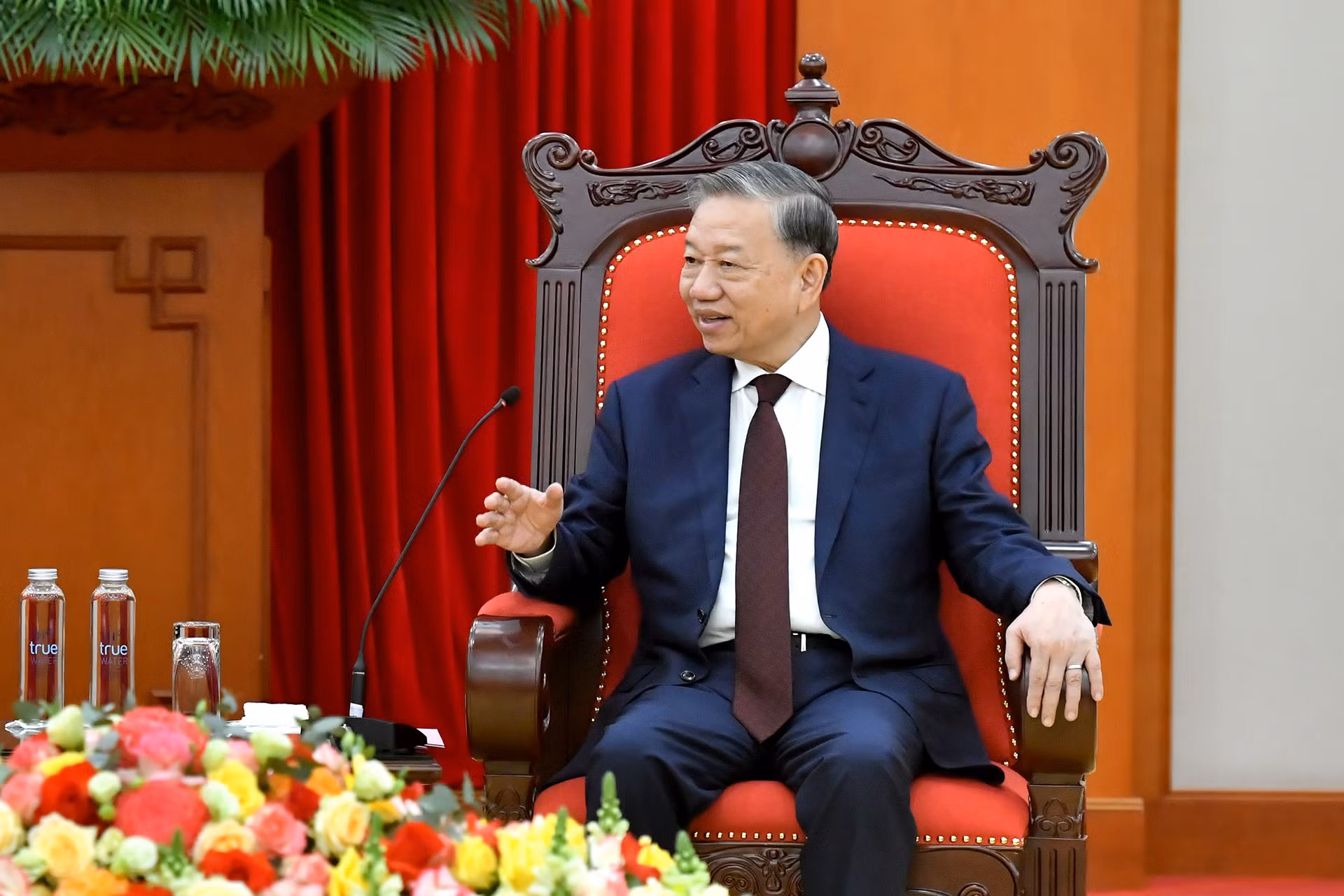 Tổng Bí thư Tô Lâm phát biểu tại buổi tiếp.