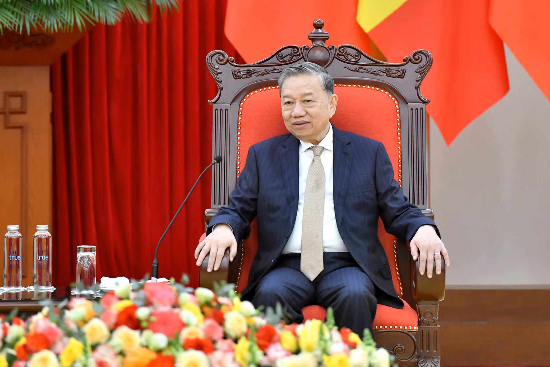 Tổng Bí thư Tô Lâm phát biểu tại buổi tiếp.