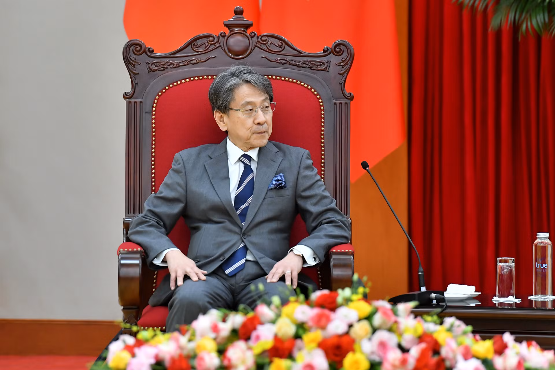 Ông Maeda Tadashi, Chủ tịch Hội đồng quản trị Ngân hàng hợp tác quốc tế Nhật Bản tại buổi tiếp.