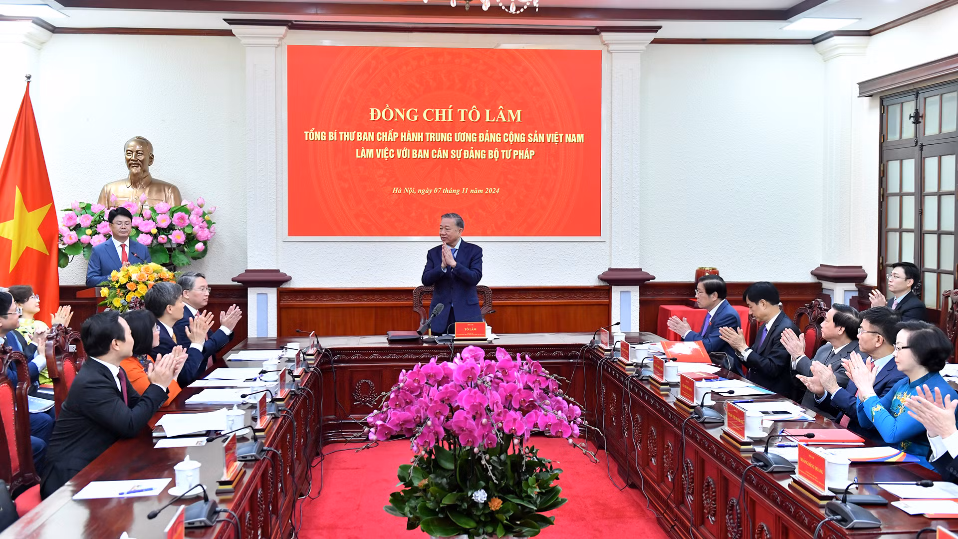 Tổng Bí thư Tô Lâm làm việc với Ban Cán sự Đảng Bộ Tư pháp.