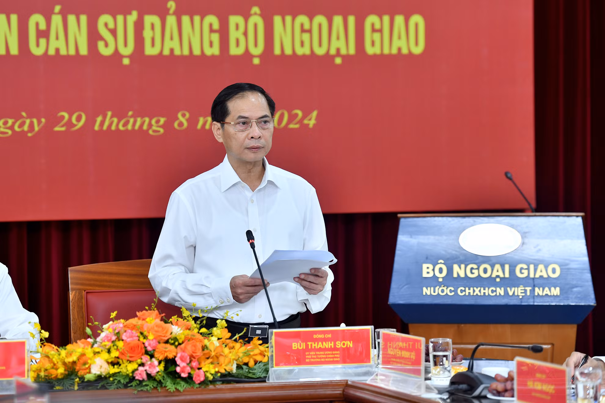 Phó Thủ tướng, Bộ trưởng Ngoại giao Bùi Thanh Sơn phát biểu.