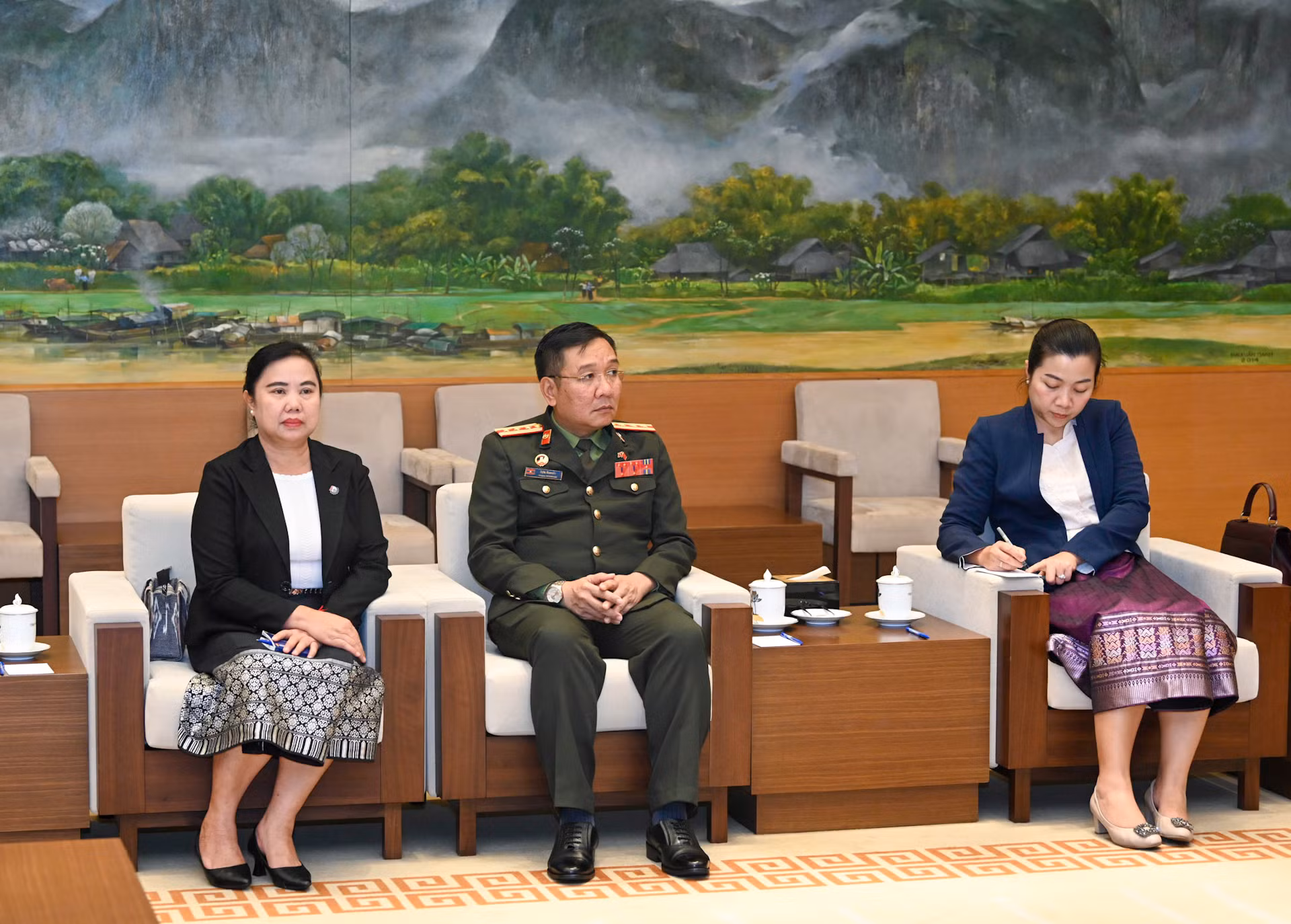 Cán bộ Đại sứ quán Lào dự buổi tiếp.