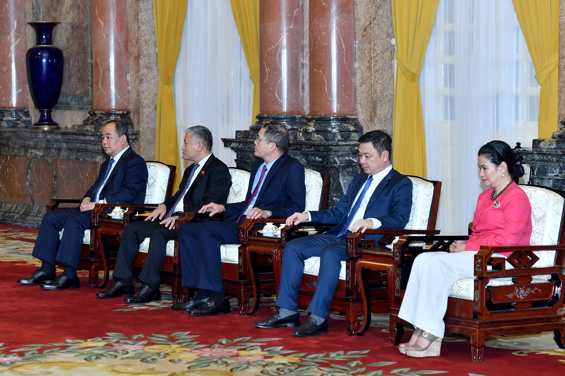 Đoàn đại biểu Việt Nam tại buổi tiếp.