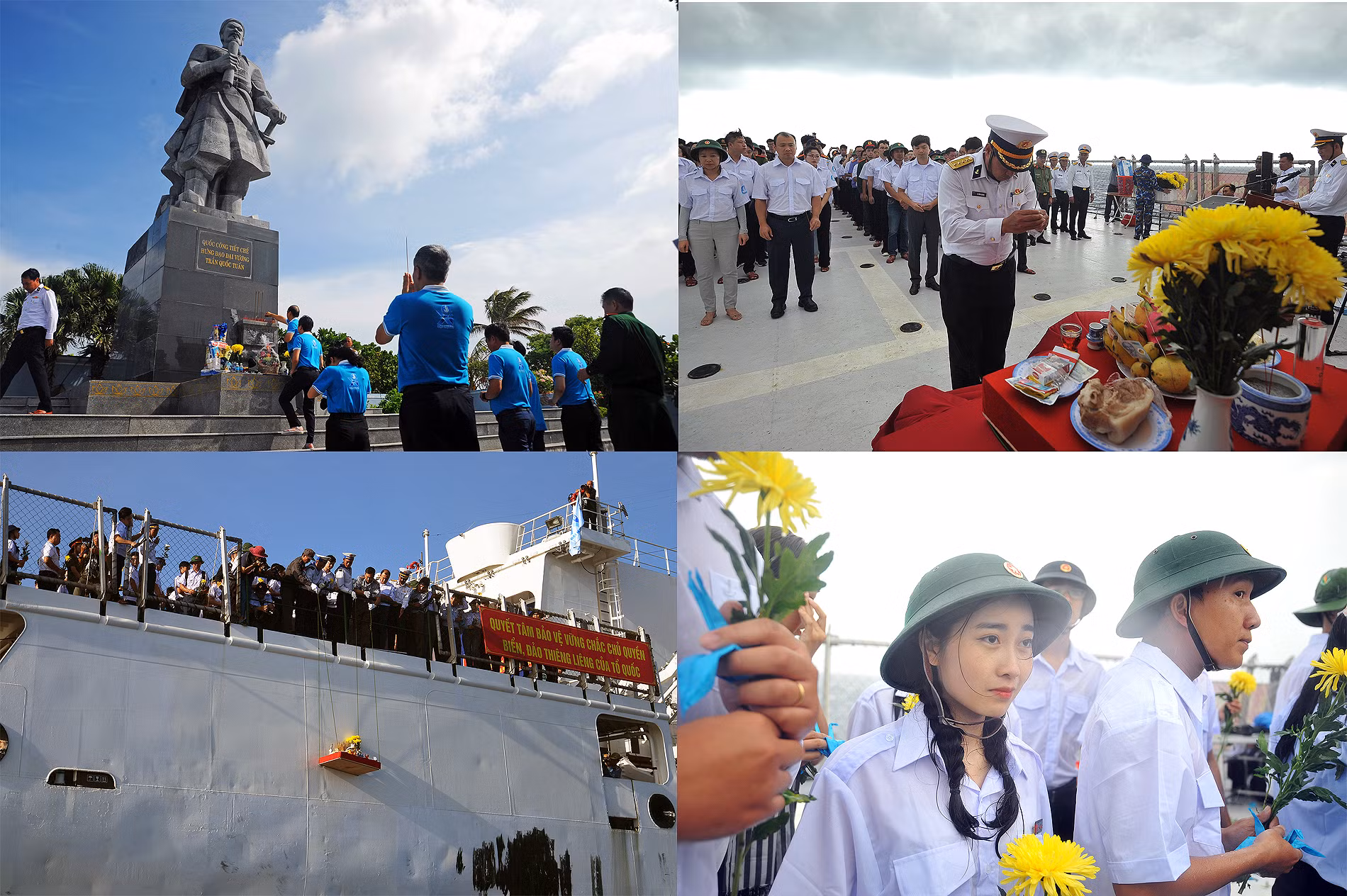 Đại biểu Hành trình dâng hương trước Tượng đài Trần Hưng Đạo, tưởng niệm các anh hùng liệt sĩ. Đại biểu Hành trình dâng hương trước Tượng đài Trần Hưng Đạo, tưởng niệm các anh hùng liệt sĩ.
