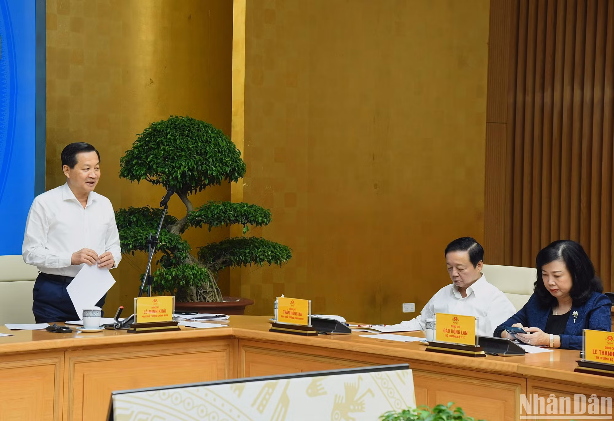 Phó Thủ tướng Lê Minh Khái phát biểu tại hội nghị. Phó Thủ tướng Lê Minh Khái phát biểu tại hội nghị.