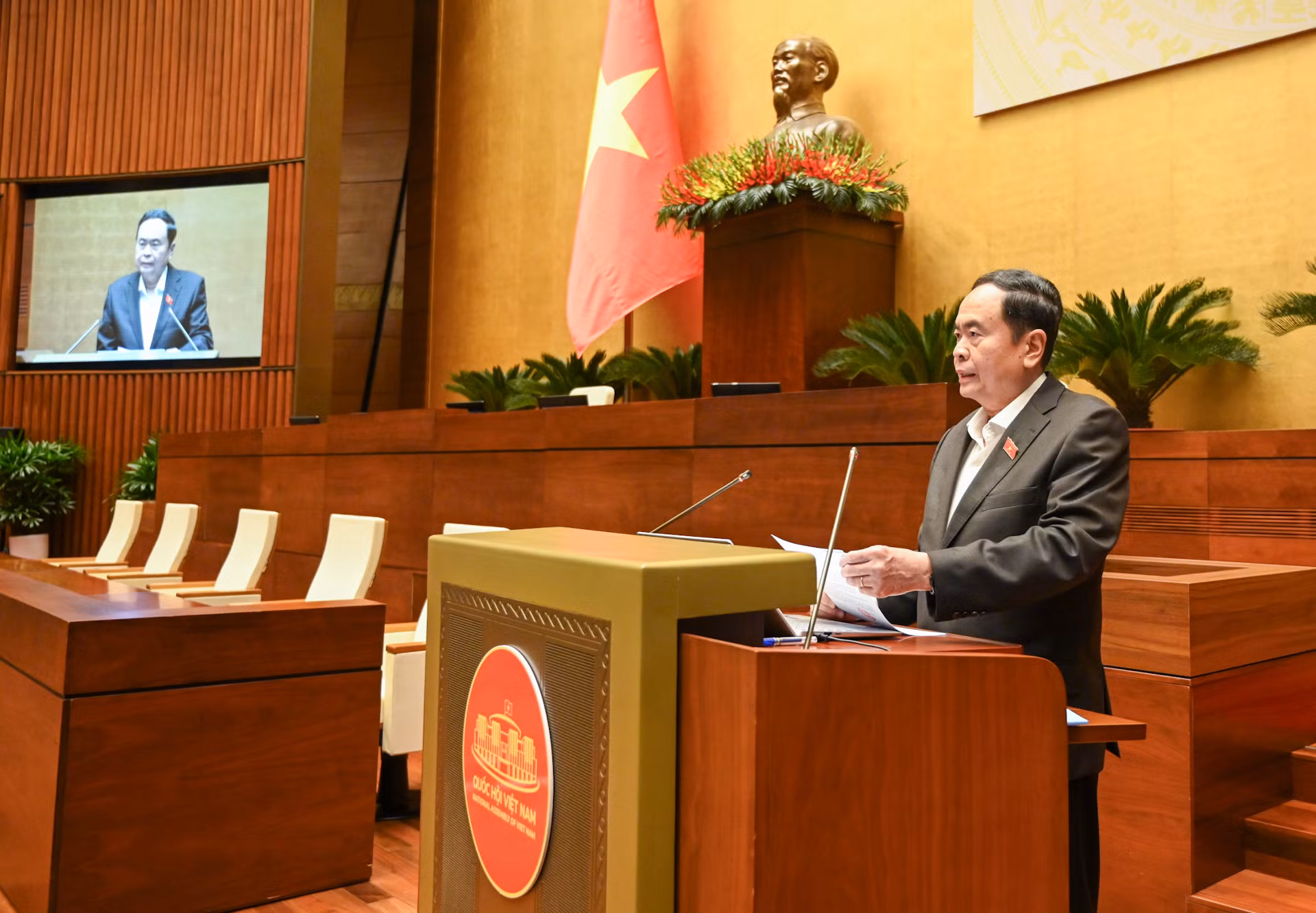 Chủ tịch Quốc hội Trần Thanh Mẫn phát biểu khai mạc hội nghị.