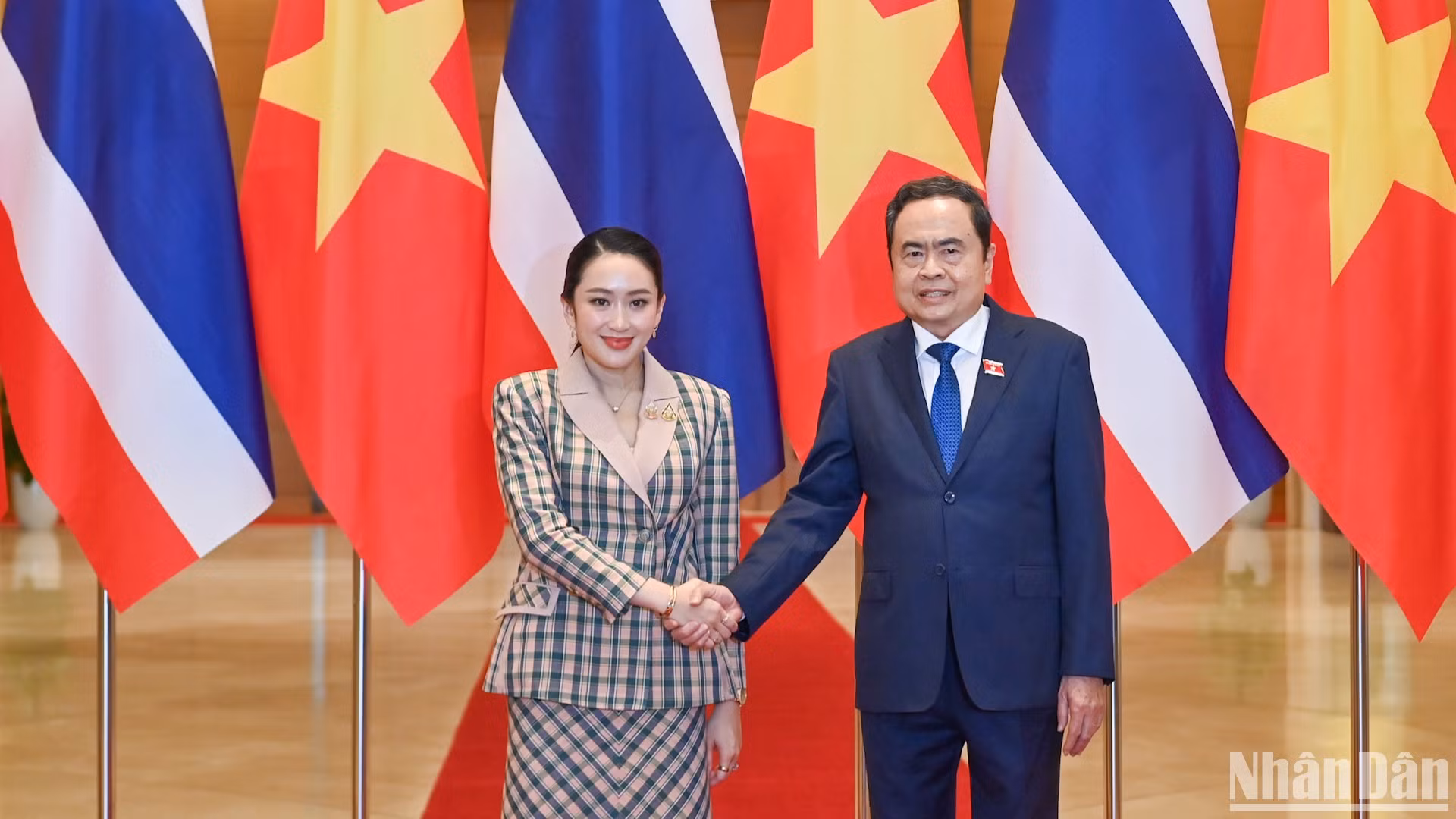 Chủ tịch Quốc hội Trần Thanh Mẫn và Thủ tướng Thái Lan Paetongtarn Shinawatra. 
