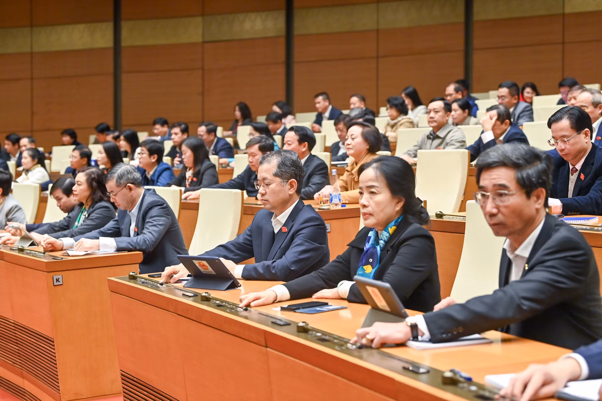 Các đại biểu Quốc hội biểu quyết thông qua Nghị quyết. Các đại biểu Quốc hội biểu quyết thông qua Nghị quyết.
