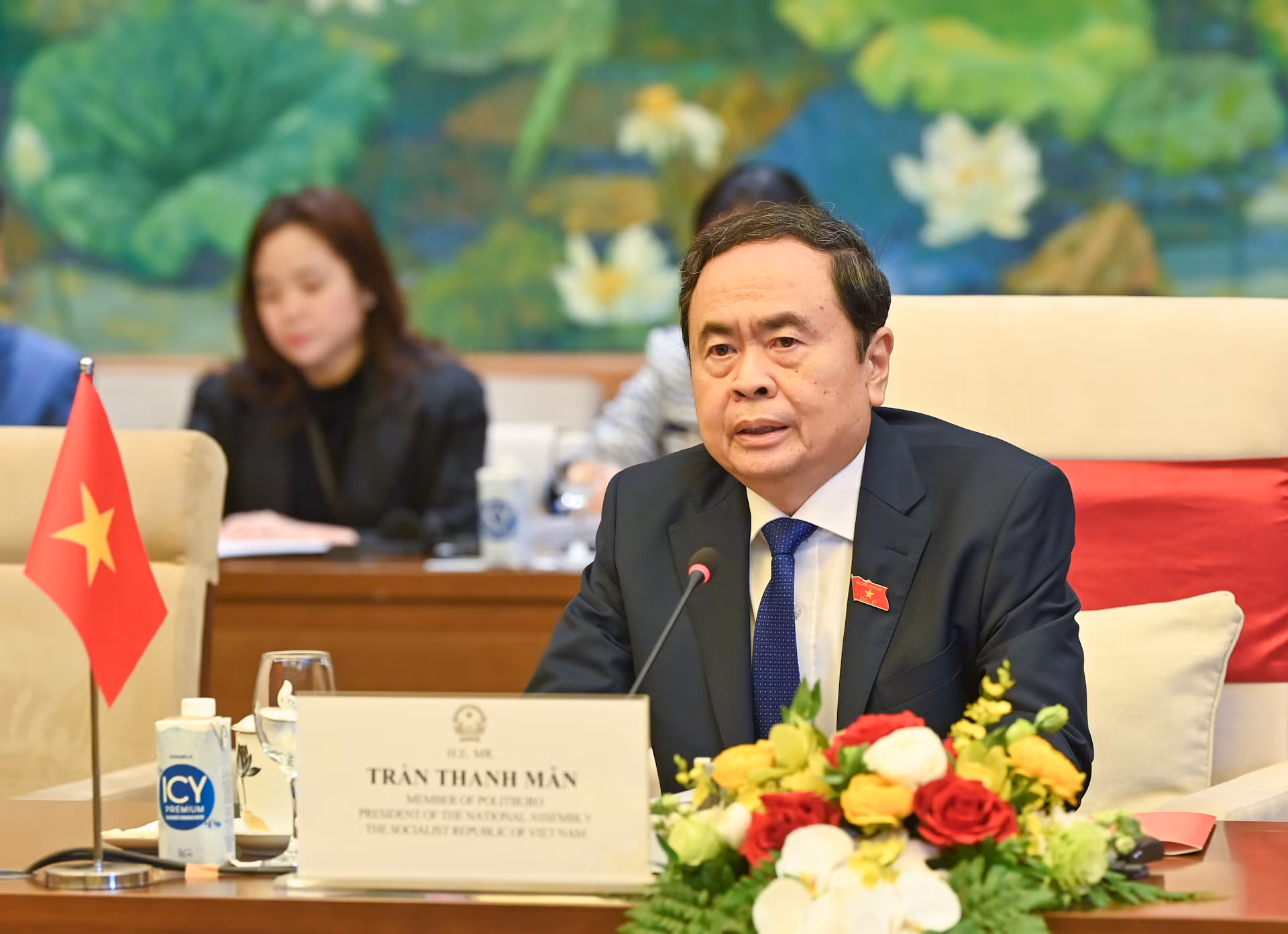 Chủ tịch Quốc hội Trần Thanh Mẫn phát biểu tại hội kiến. Chủ tịch Quốc hội Trần Thanh Mẫn phát biểu tại hội kiến.