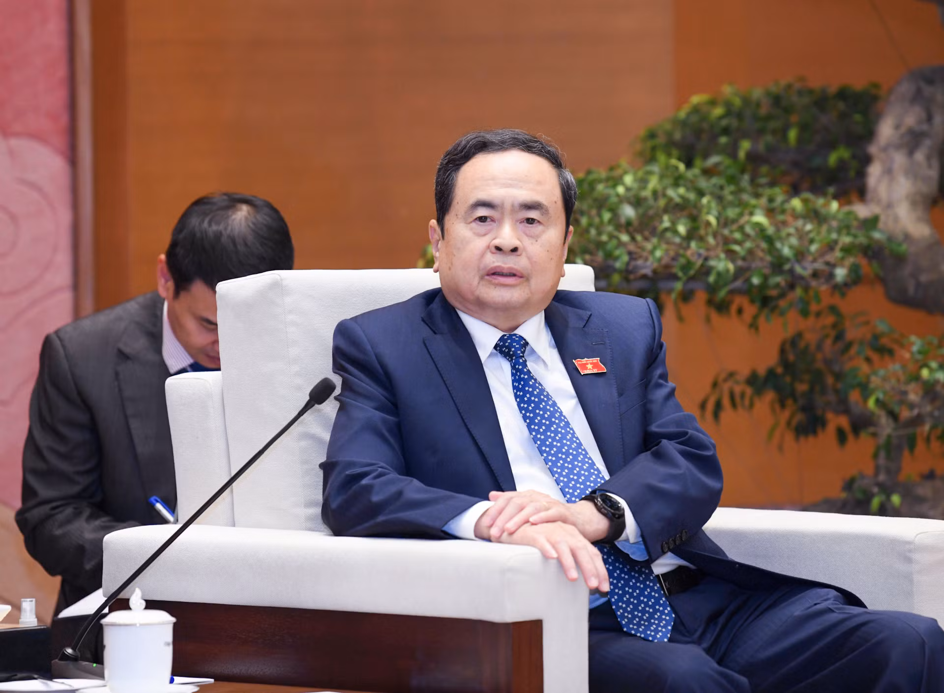 Chủ tịch Quốc hội Trần Thanh Mẫn phát biểu tại buổi tiếp.