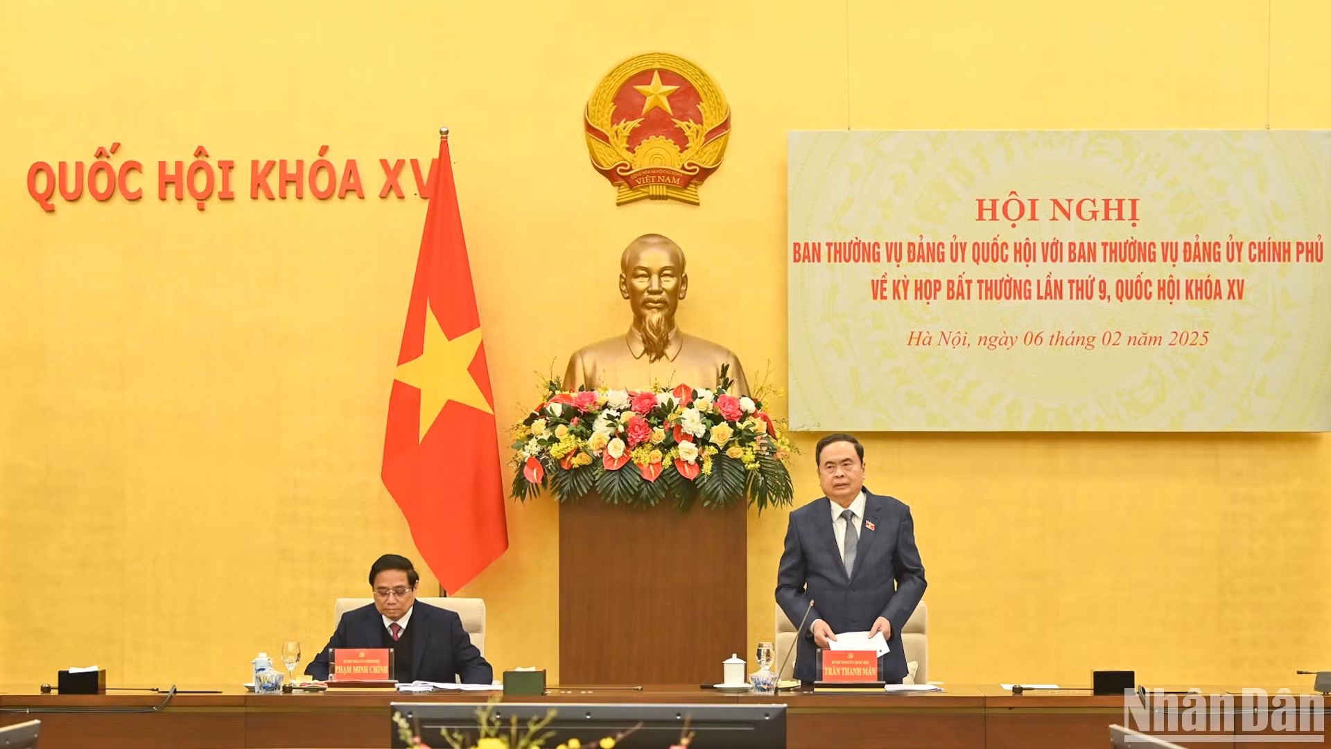 Bí thư Đảng ủy Quốc hội, Chủ tịch Quốc hội Trần Thanh Mẫn phát biểu khai mạc hội nghị.