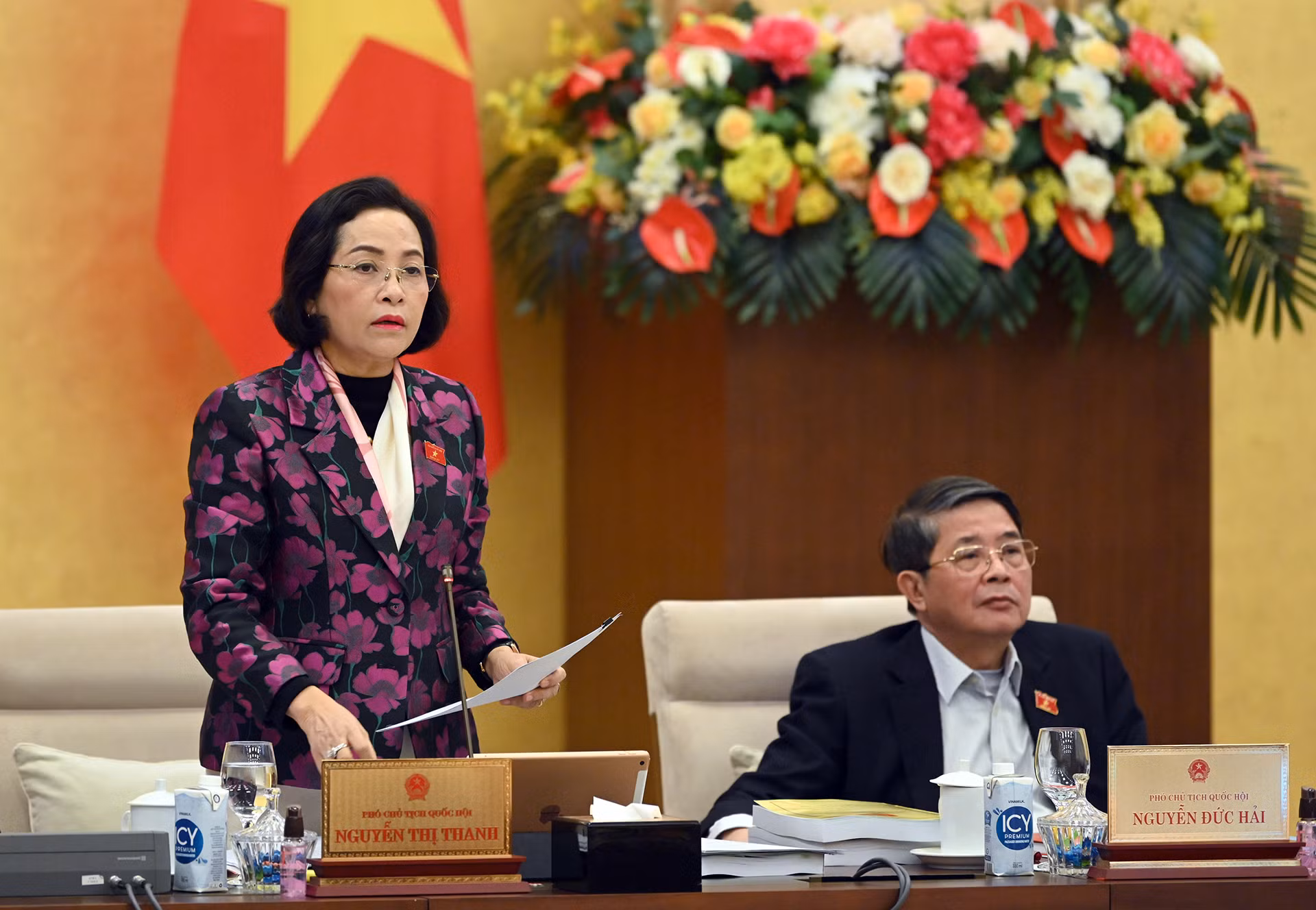 Phó Chủ tịch Quốc hội Nguyễn Thị Thanh phát biểu ý kiến tại phiên họp. Phó Chủ tịch Quốc hội Nguyễn Thị Thanh phát biểu ý kiến tại phiên họp.