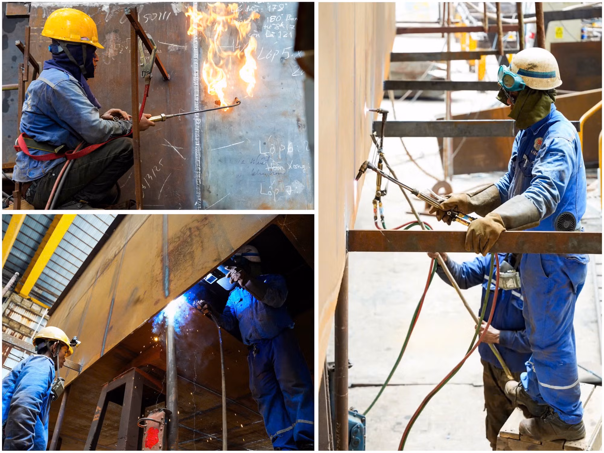 Tiếng máy hàn, máy cắt CNC trộn lẫn thanh âm của sắt thép, tạo nên một khung cảnh công nghiệp hết sức rộn rã. Tiếng máy hàn, máy cắt CNC trộn lẫn thanh âm của sắt thép, tạo nên một khung cảnh công nghiệp hết sức rộn rã.