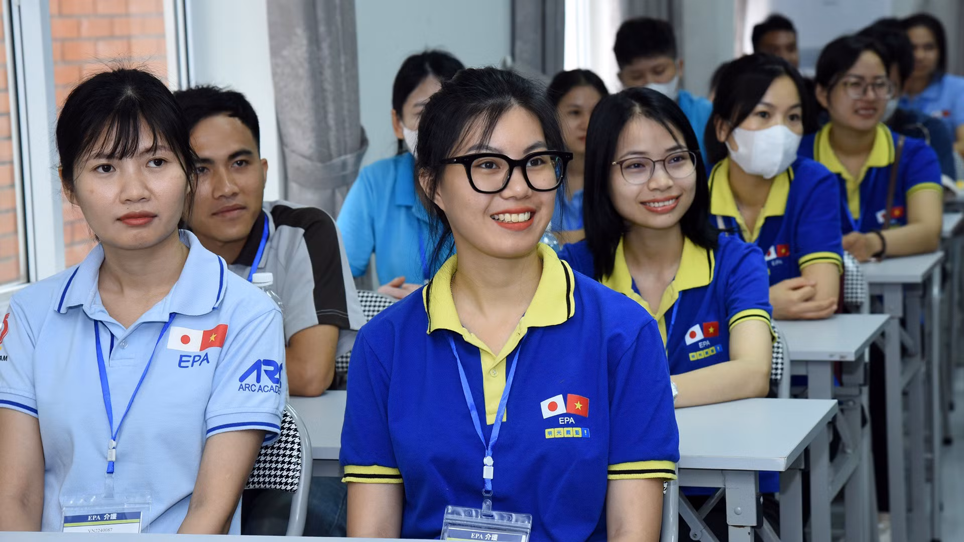Lễ xuất cảnh cho các ứng viên điều dưỡng, nhân viên chăm sóc khóa 11 của chương trình EPA đi làm việc tại Nhật Bản, ngày 4/6/2024 tại Hà Nội. (Ảnh: TRẦN HẢI)