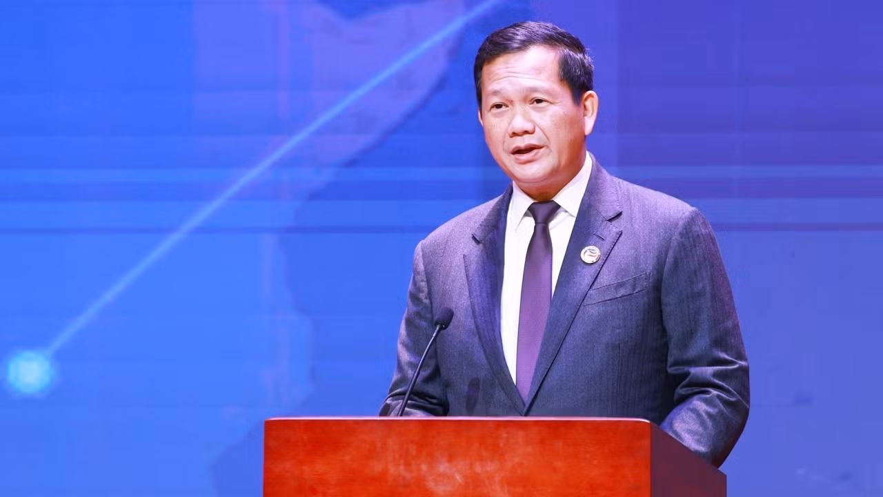 Thủ tướng Campuchia Hun Manet phát biểu tại buổi ăn sáng giao lưu với Hội đồng Tư vấn Kinh doanh ASEAN. (Ảnh: Dương Giang-TTXVN) Thủ tướng Campuchia Hun Manet phát biểu tại buổi ăn sáng giao lưu với Hội đồng Tư vấn Kinh doanh ASEAN. (Ảnh: Dương Giang-TTXVN)