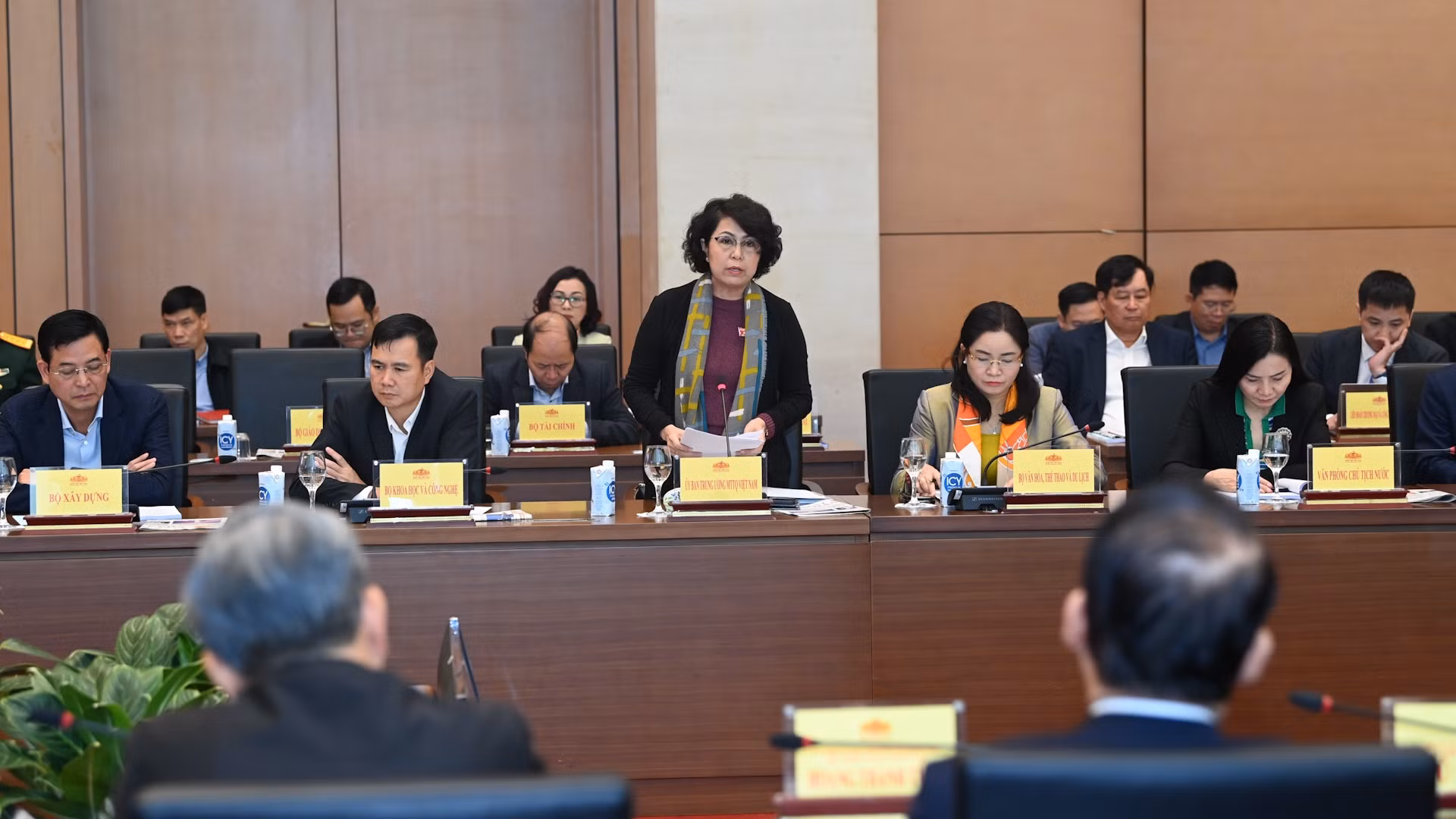Phó Chủ tịch Ủy ban Trung ương Mặt trận Tổ quốc Việt Nam Tô Thị Bích Châu phát biểu tại Hội nghị.
