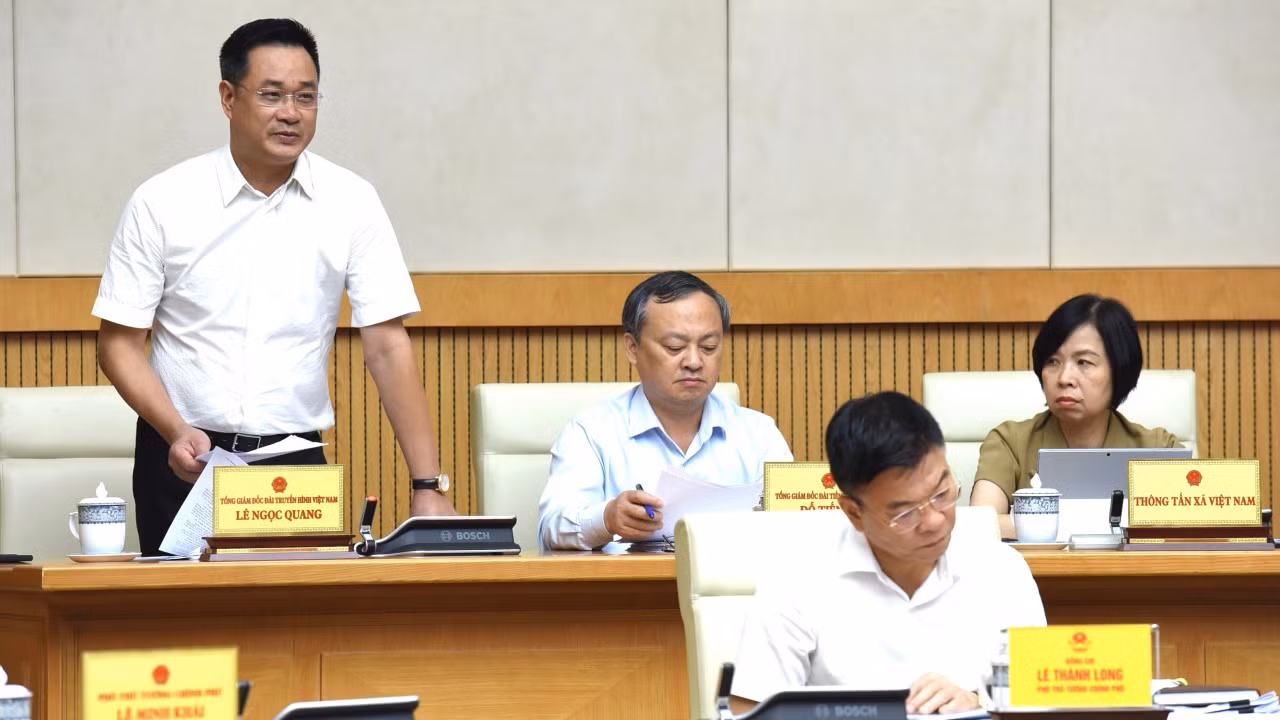 Tổng giám đốc Đài Truyền hình Việt Nam Lê Ngọc Quang phát biểu.