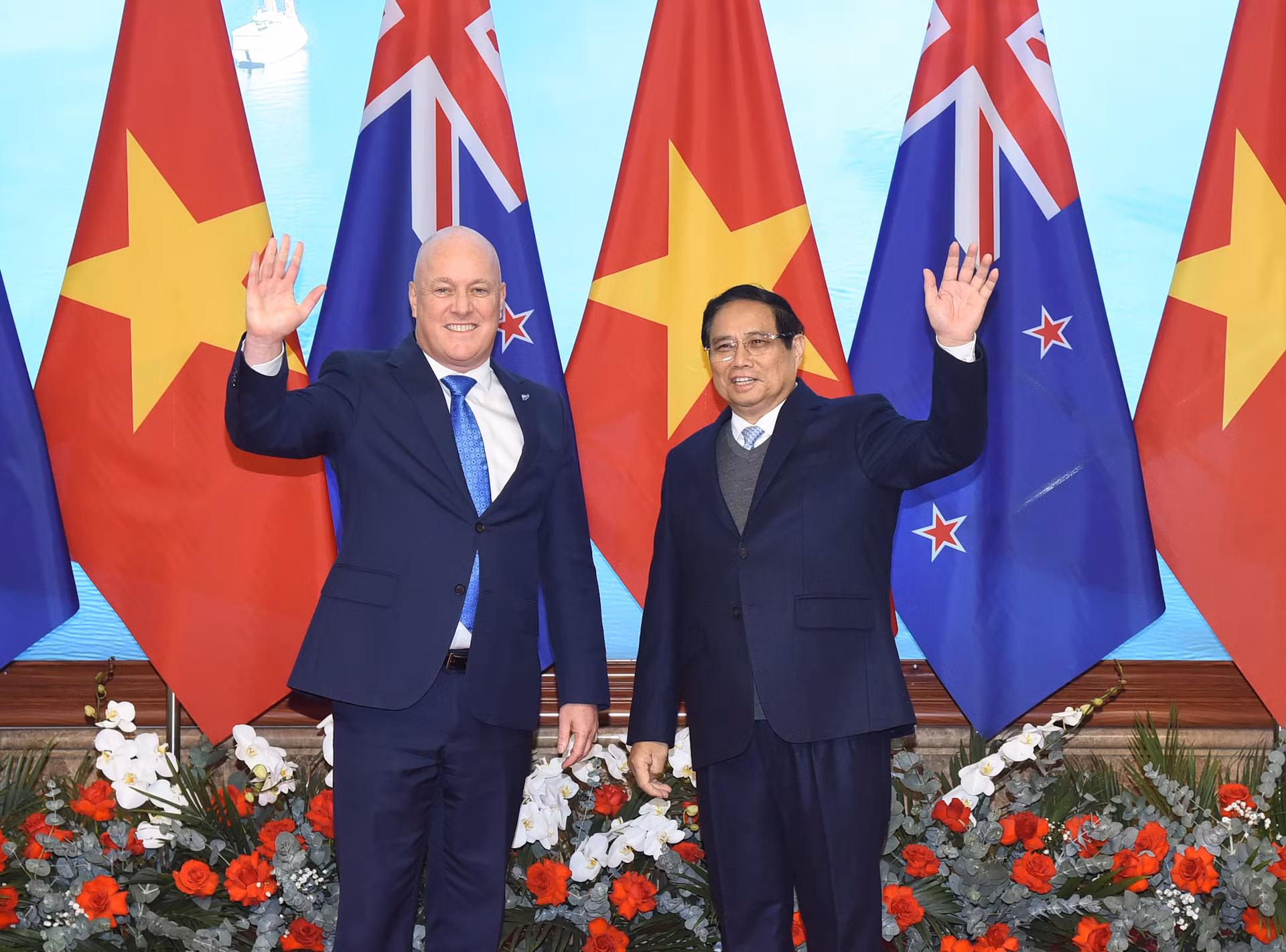 Thủ tướng Phạm Minh Chính và Thủ tướng New Zealand Christopher Luxon. Thủ tướng Phạm Minh Chính và Thủ tướng New Zealand Christopher Luxon.
