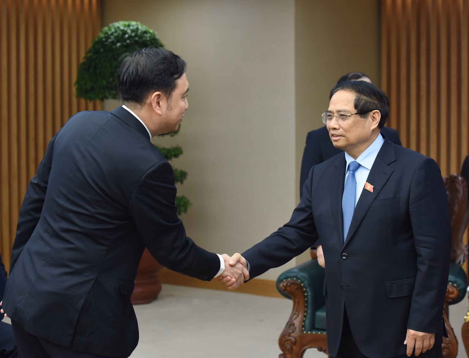 [Ảnh] Thủ tướng Phạm Minh Chính tiếp Chủ tịch khu vực châu Á-Thái Bình Dương Tập đoàn PowerChina ảnh 1
