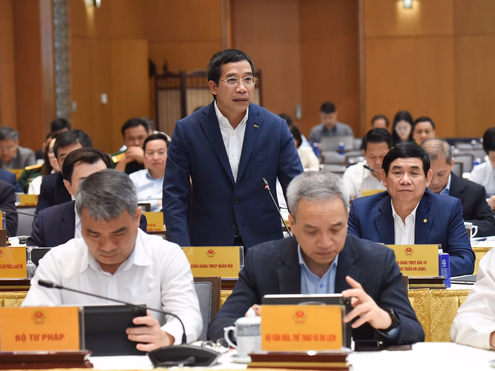 Chủ tịch Ngân hàng Thương mại cổ phần Quân đội (MB) Lưu Trung Thái phát biểu.