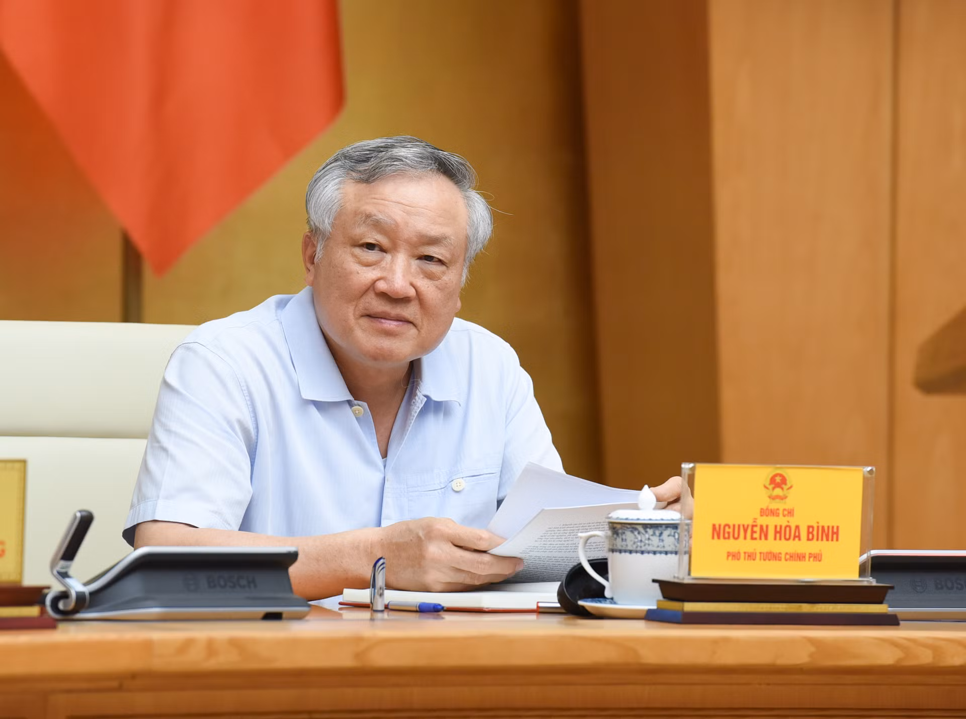 Phó Thủ tướng Nguyễn Hòa Bình phát biểu.