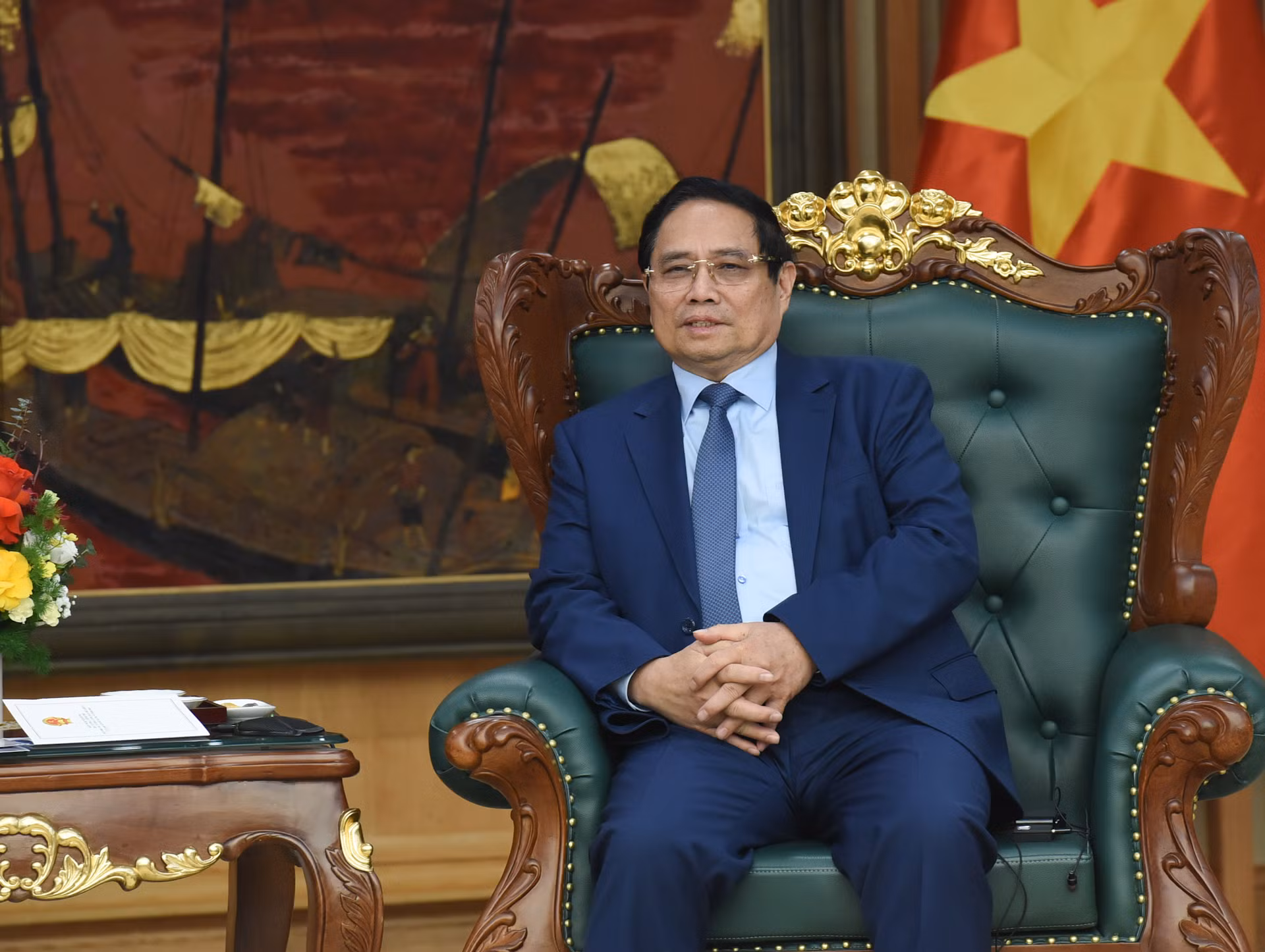 Thủ tướng Phạm Minh Chính phát biểu tại buổi tiếp.