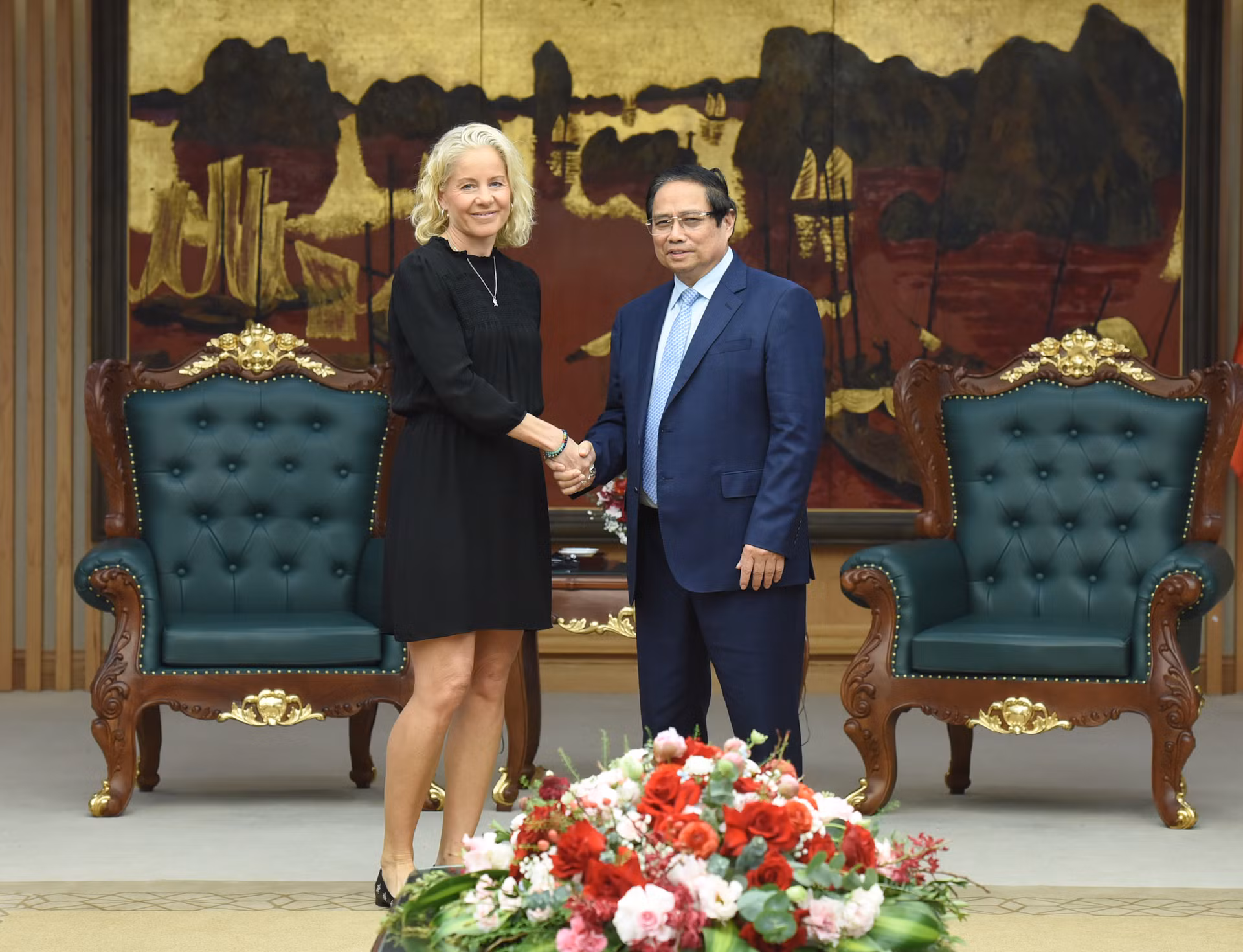 Thủ tướng Phạm Minh Chính đón bà Susanna Campbell, Chủ tịch Tập đoàn Syre (Thụy Điển).