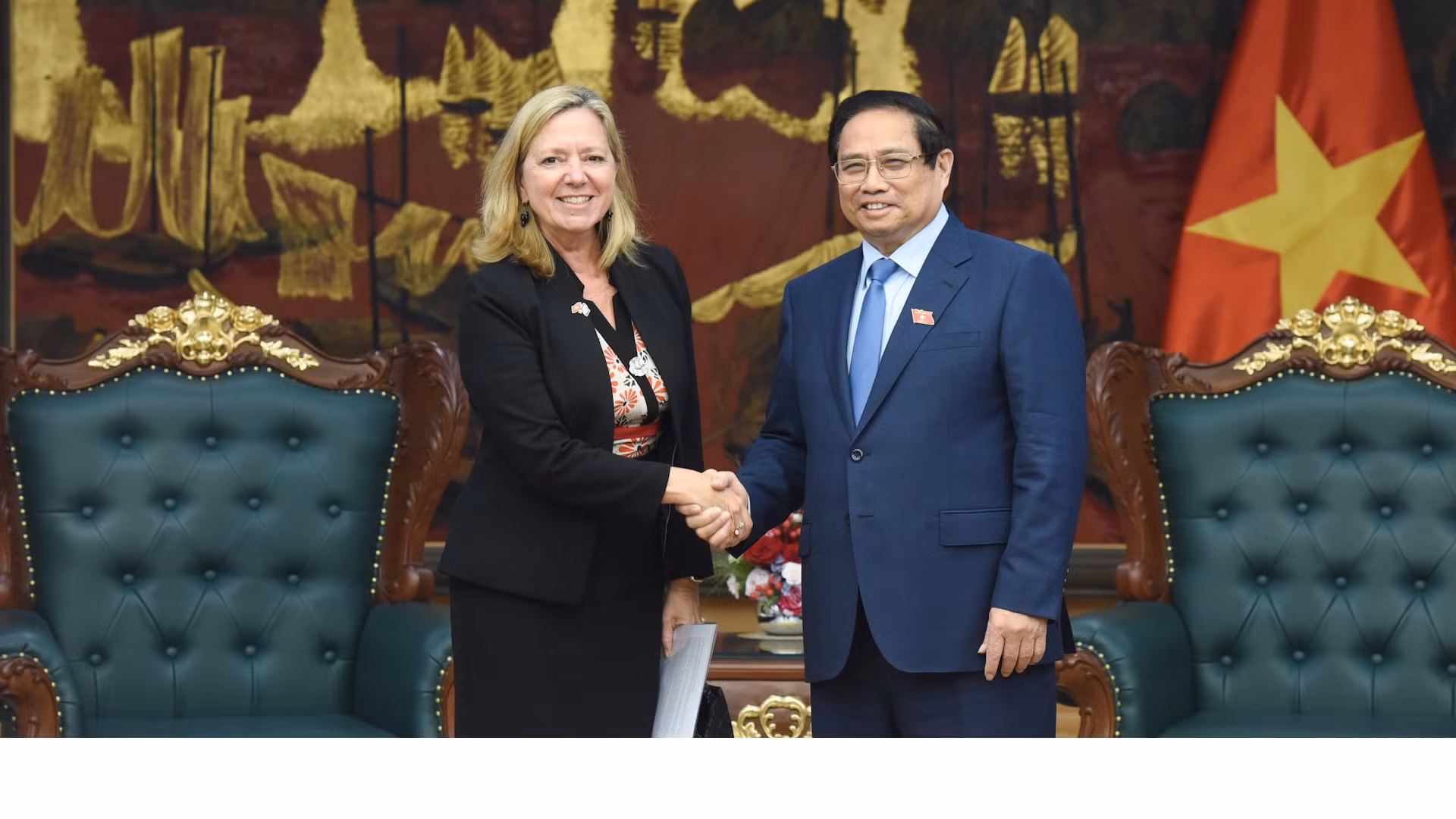 Thủ tướng Phạm Minh Chính tiếp bà Mariam J. Sherman, Giám đốc Quốc gia của Văn phòng WB khu vực Việt Nam, Lào, Campuchia.