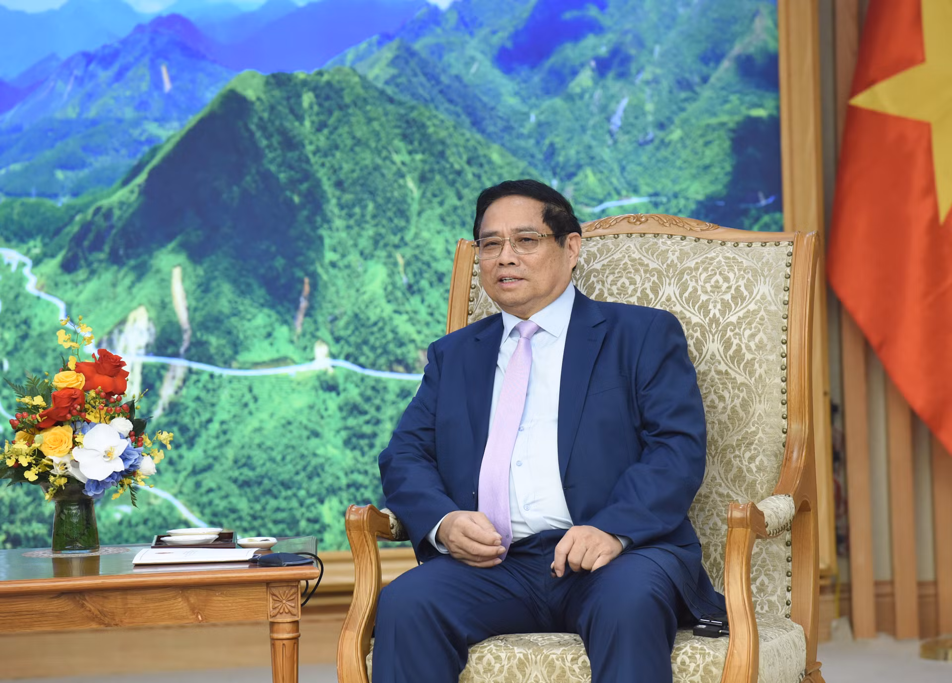 Thủ tướng Phạm Minh Chính phát biểu tại buổi tiếp.