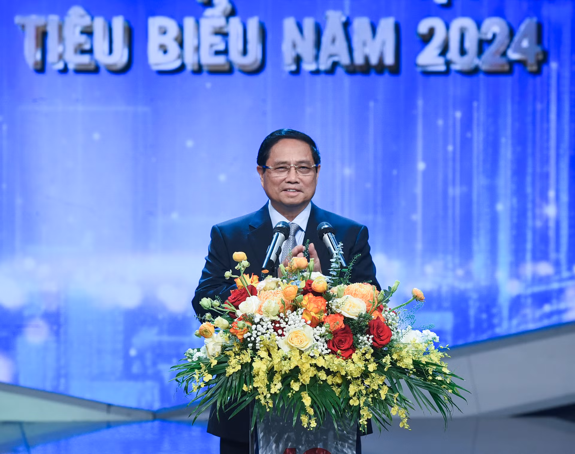 Thủ tướng Phạm Minh Chính phát biểu tại Lễ trao Giải thưởng gương mặt trẻ Việt Nam tiêu biểu năm 2024.