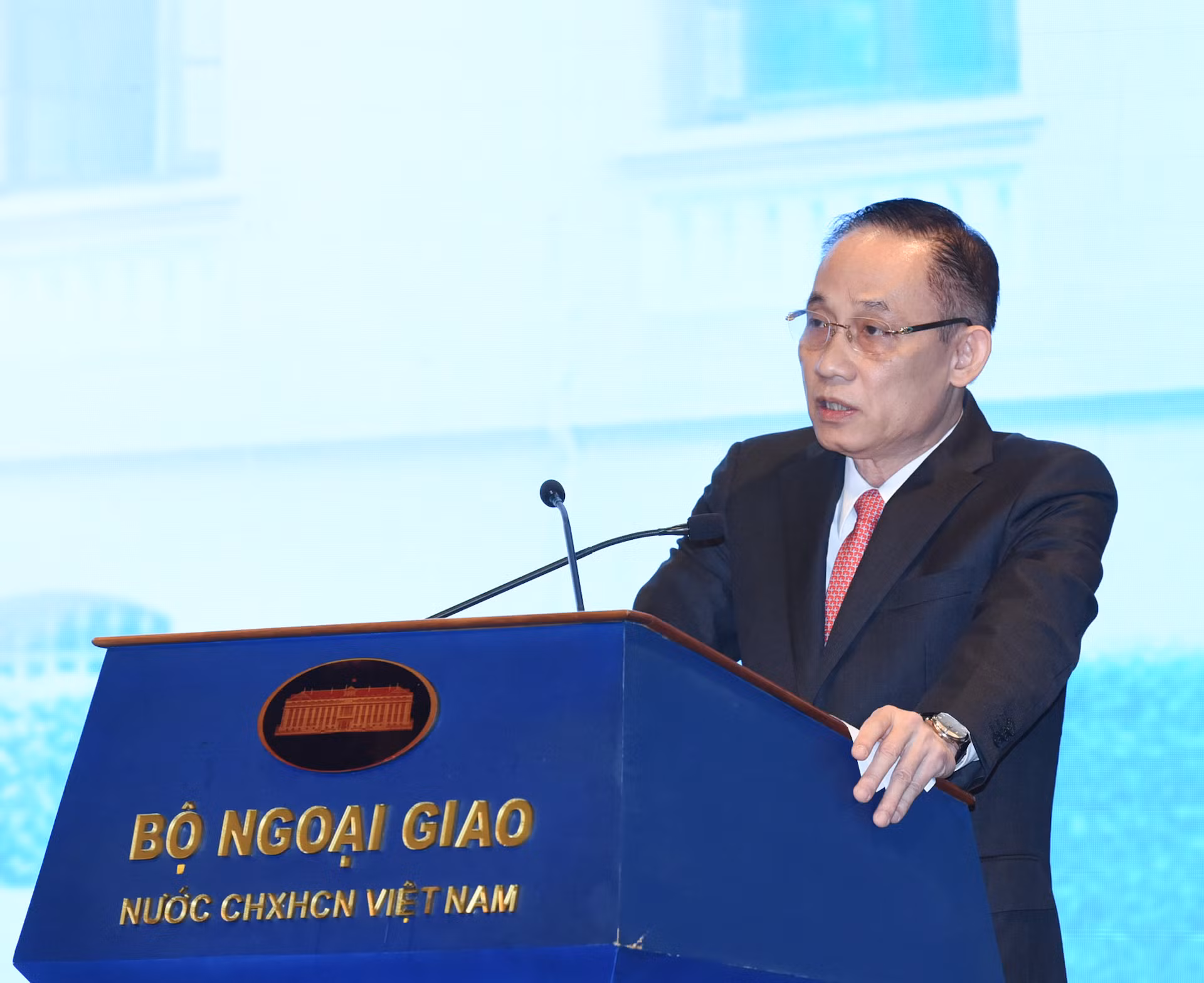 Trưởng ban Đối ngoại Trung ương Lê Hoài Trung phát biểu.
