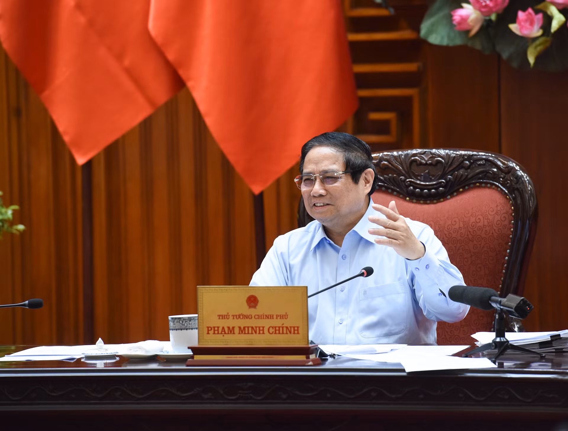 Thủ tướng Phạm Minh Chính phát biểu chỉ đạo tại cuộc họp. Thủ tướng Phạm Minh Chính phát biểu chỉ đạo tại cuộc họp.