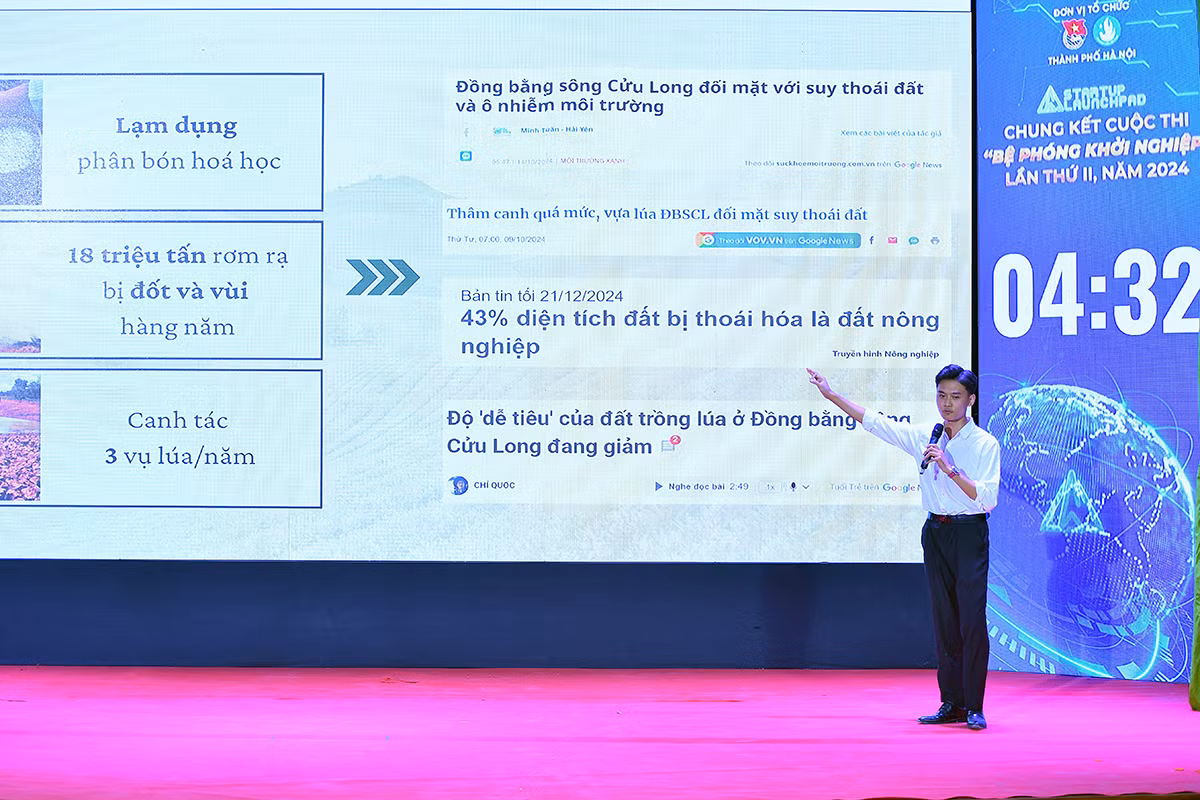 Đại diện các đội thi trình bày dự án, ý tưởng.