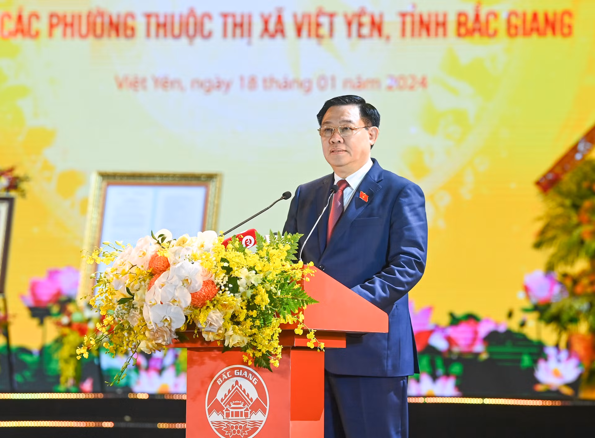 Chủ tịch Quốc hội Vương Đình Huệ phát biểu chỉ đạo tại lễ công bố. Chủ tịch Quốc hội Vương Đình Huệ phát biểu chỉ đạo tại lễ công bố.