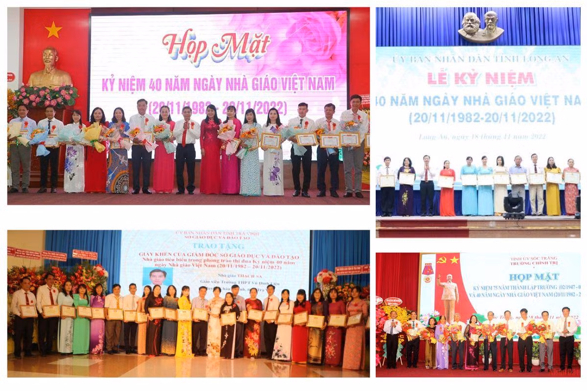 Các địa phương trên cả nước tổ chức nhiều hoạt động kỷ niệm Ngày Nhà giáo Việt Nam. Các địa phương trên cả nước tổ chức nhiều hoạt động kỷ niệm Ngày Nhà giáo Việt Nam.