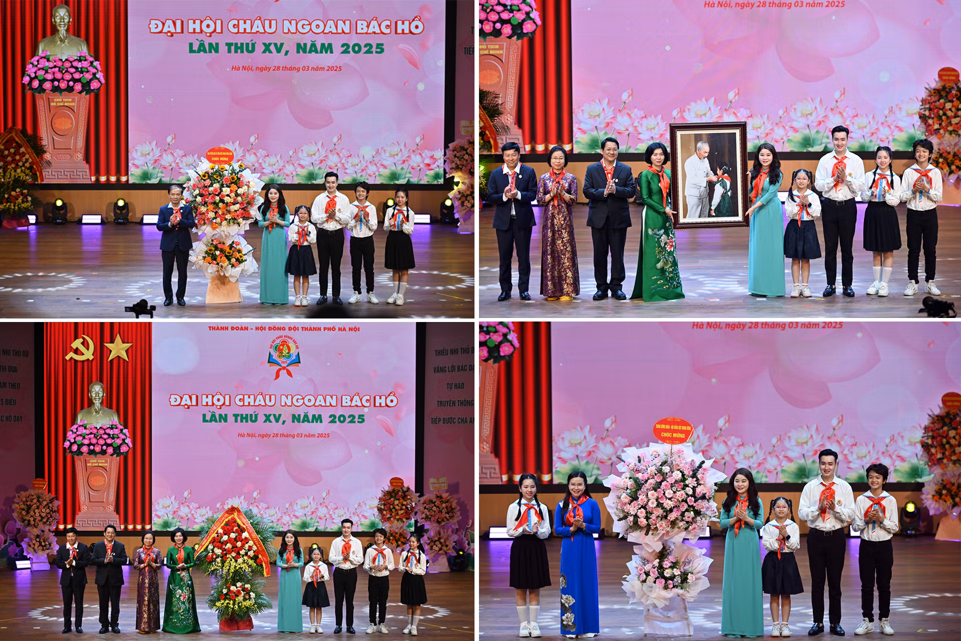 Đại diện các ban, bộ, ngành, đoàn thể tặng hoa chúc mừng Đại hội.