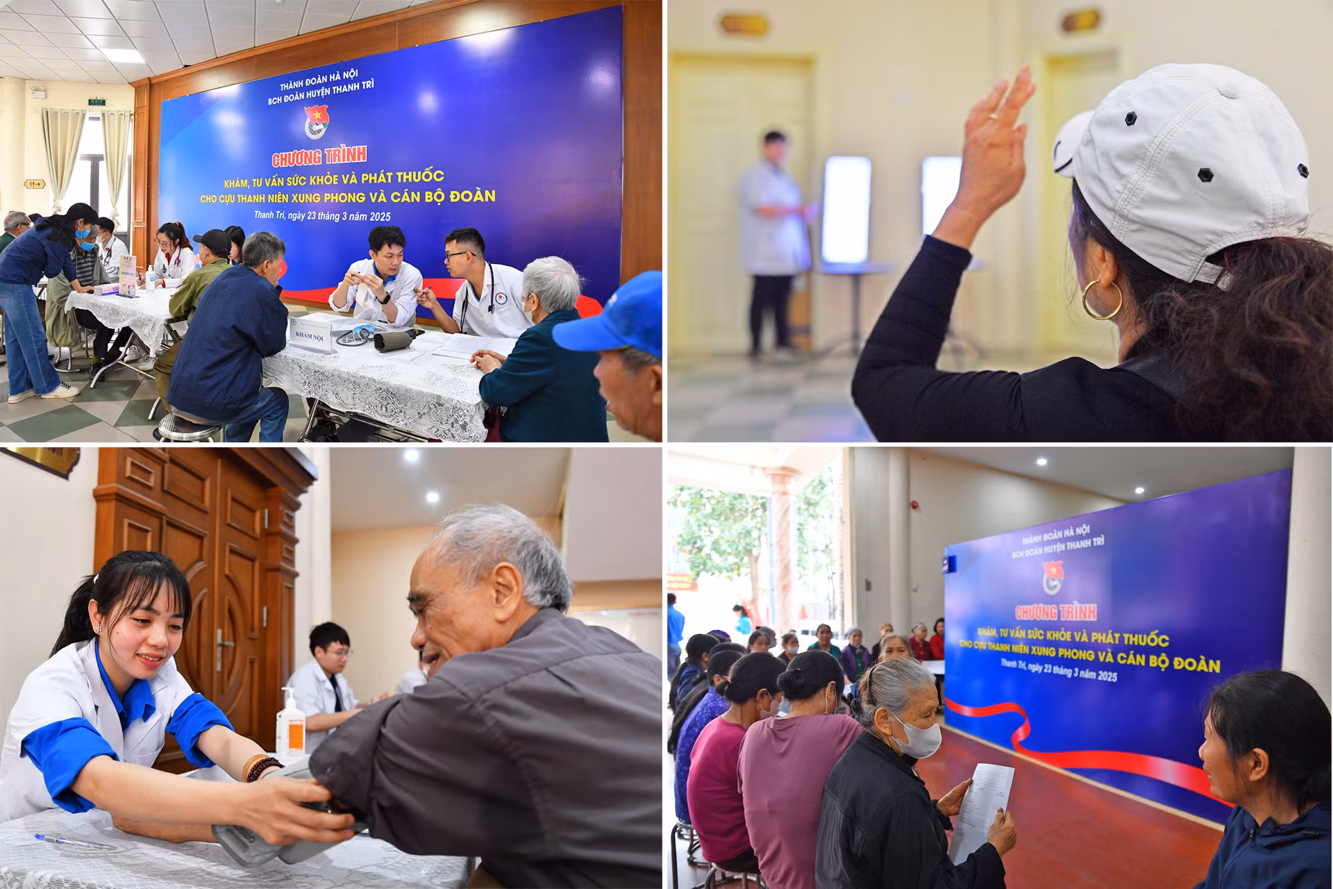 Từ sáng sớm, đông đảo người dân Thủ đô đã có mặt tại Nhà thi đấu huyện Thanh Trì (thị trấn Văn Điển) để được thăm khám, tư vấn sức khỏe miễn phí. Từ sáng sớm, đông đảo người dân Thủ đô đã có mặt tại Nhà thi đấu huyện Thanh Trì (thị trấn Văn Điển) để được thăm khám, tư vấn sức khỏe miễn phí.
