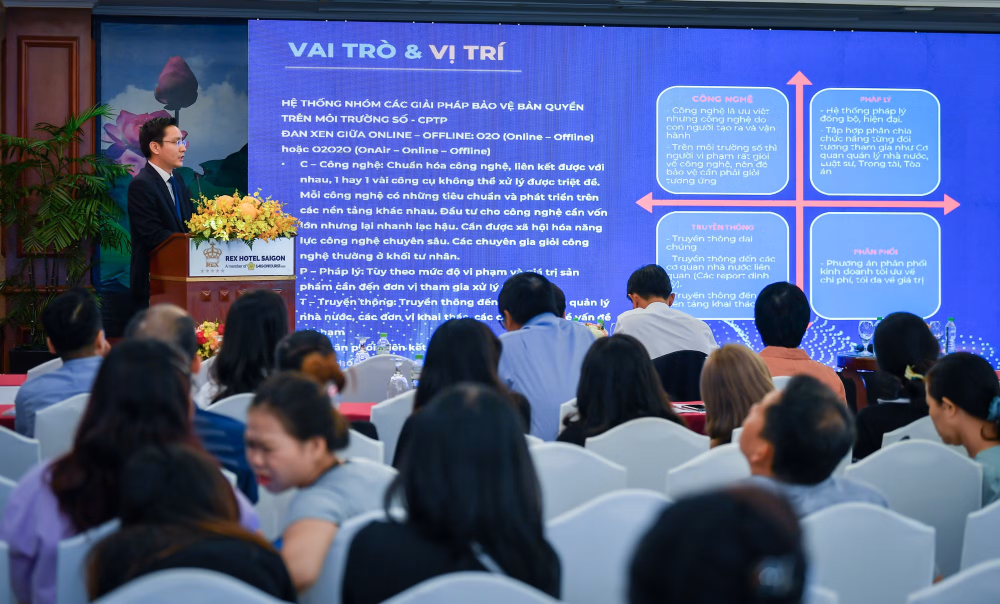 Ông Hoàng Đình Chung, Giám đốc Trung tâm bản quyền số, Hội Truyền thông số Việt Nam chia sẻ một số giải pháp công nghệ để bảo vệ bản quyền báo chí trên môi trường số. Ông Hoàng Đình Chung, Giám đốc Trung tâm bản quyền số, Hội Truyền thông số Việt Nam chia sẻ một số giải pháp công nghệ để bảo vệ bản quyền báo chí trên môi trường số.
