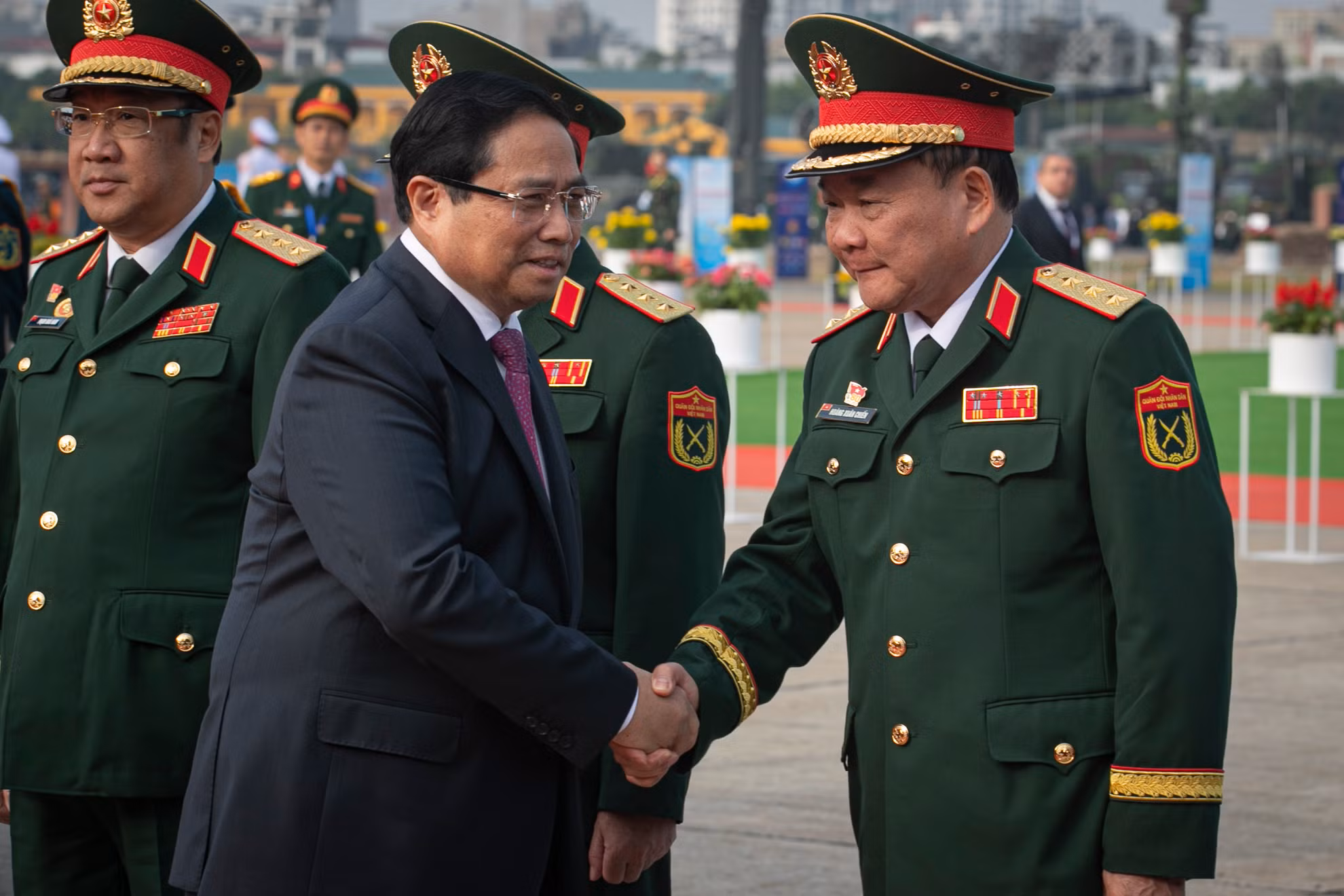 Thủ tướng Phạm Minh Chính tới dự Triển lãm Quốc phòng quốc tế Việt Nam năm 2024. (Ảnh: SƠN TÙNG)