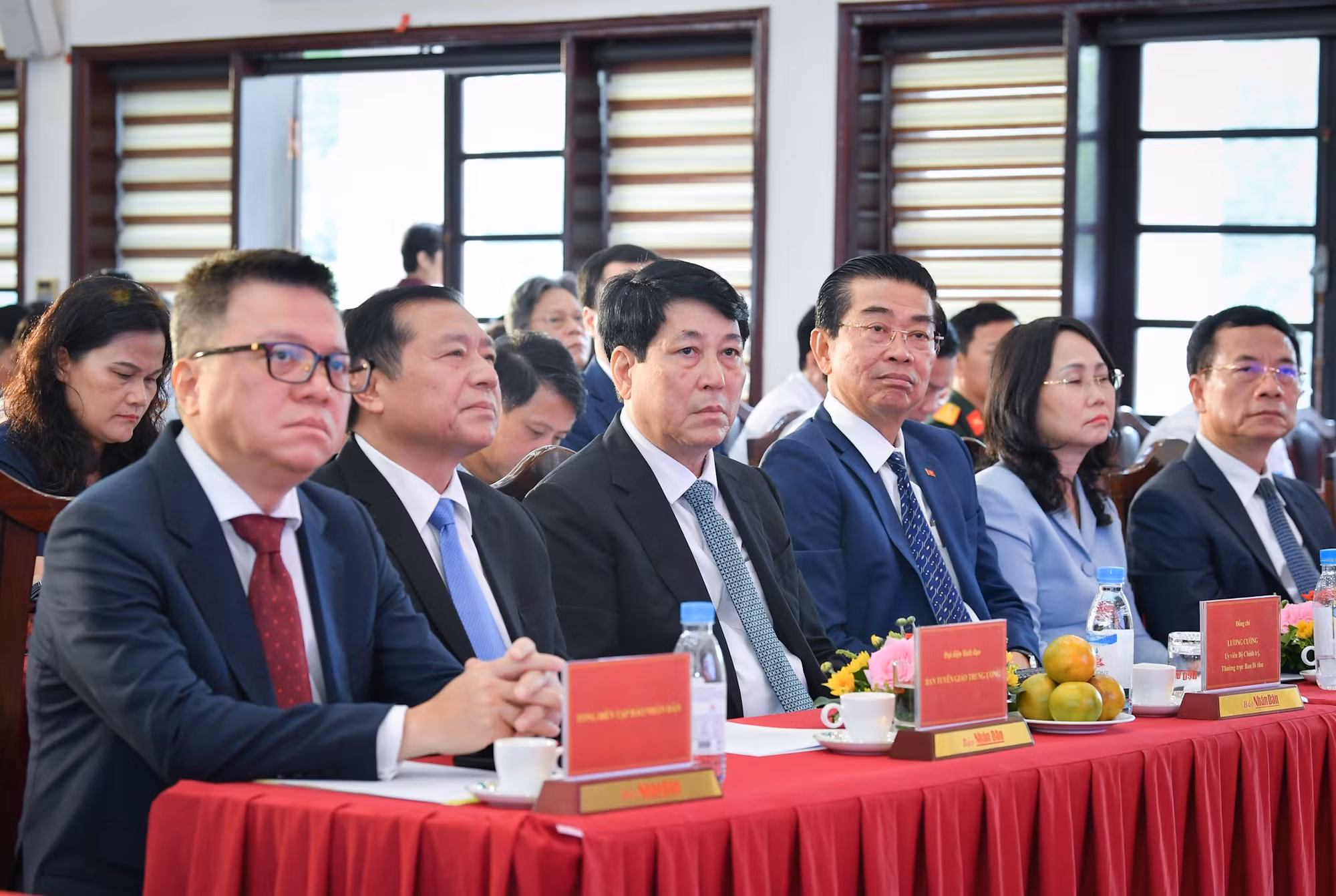 Đại tướng Lương Cường, Ủy viên Bộ Chính trị, Thường trực Ban Bí thư tới dự và phát biểu chỉ đạo tại Lễ khai trương.