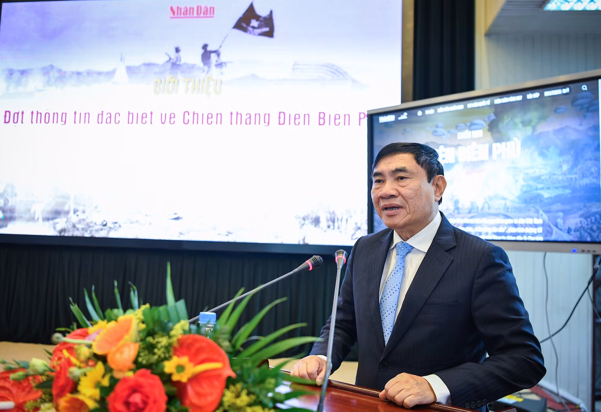 Đồng chí Trần Quốc Cường, Bí thư Tỉnh ủy Điện Biên bày tỏ xúc động, phấn khởi được tham dự sự kiện đầy ý nghĩa. (Ảnh: THÀNH ĐẠT)