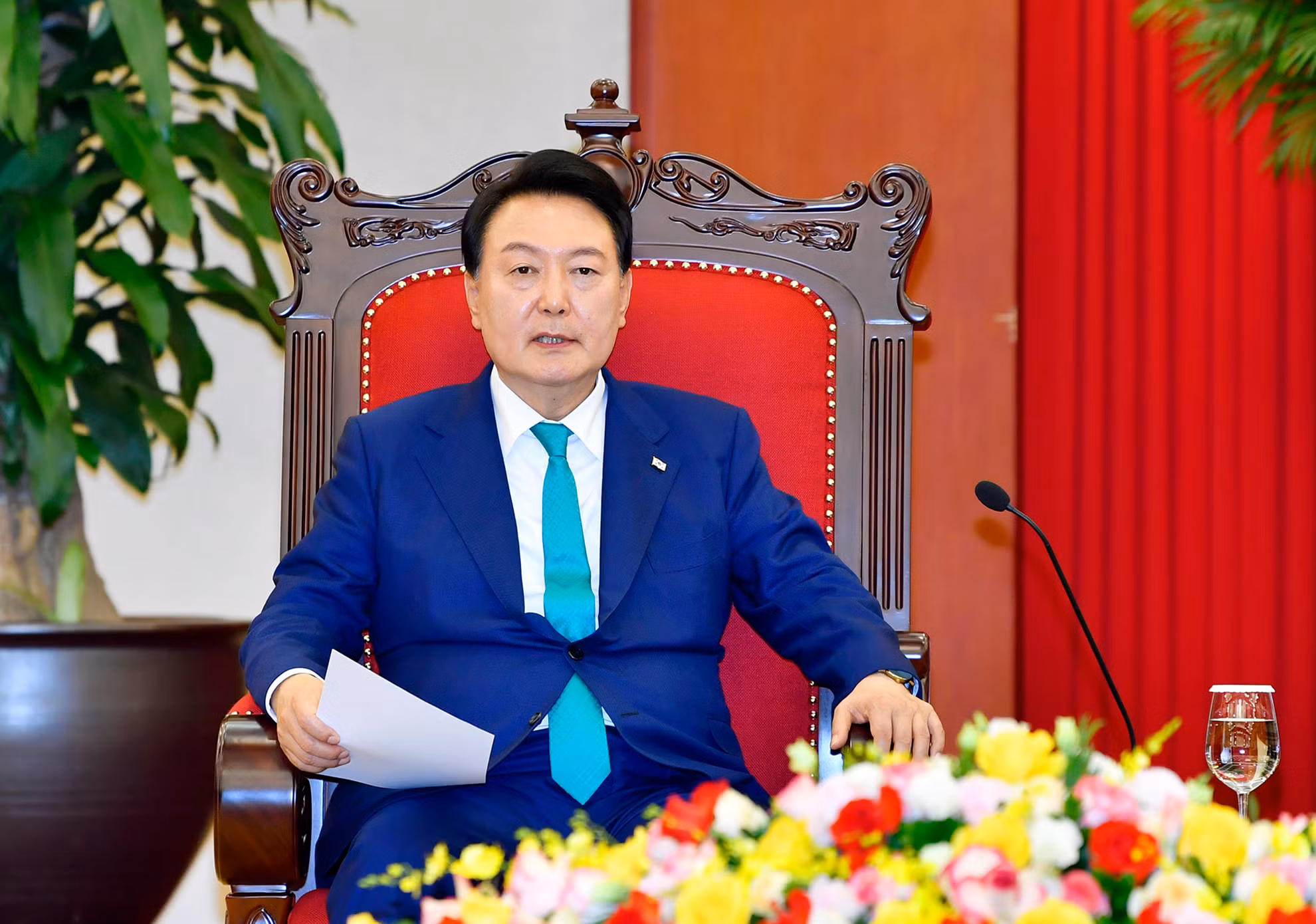 Tổng thống Đại Hàn Dân Quốc Yoon Suk Yeol tại buổi tiếp. Tổng thống Đại Hàn Dân Quốc Yoon Suk Yeol tại buổi tiếp.
