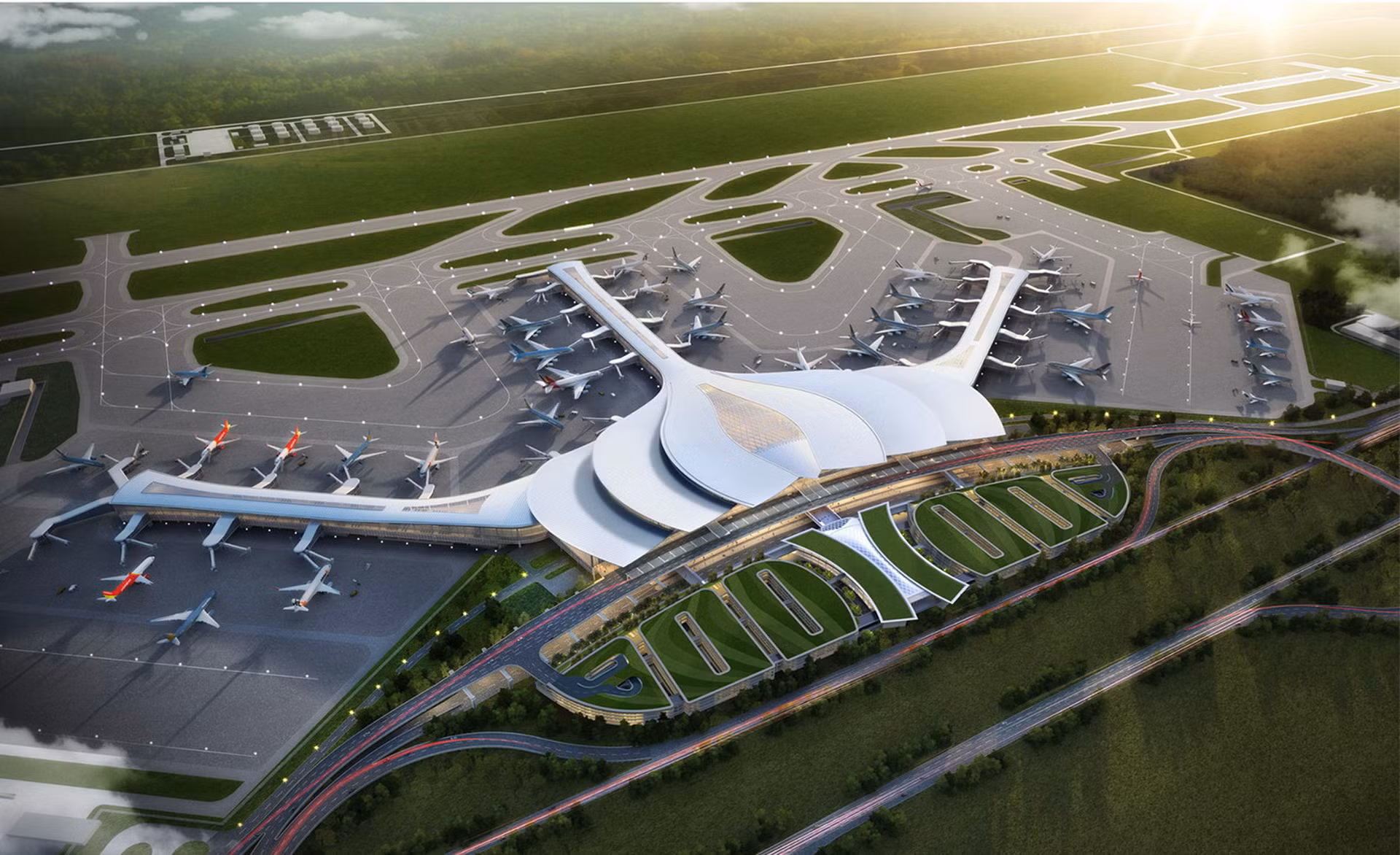 Sân bay Long Thành giai đoạn 1 khi hoàn thành đưa vào khai thác năm 2026. Sân bay Long Thành giai đoạn 1 khi hoàn thành đưa vào khai thác năm 2026.
