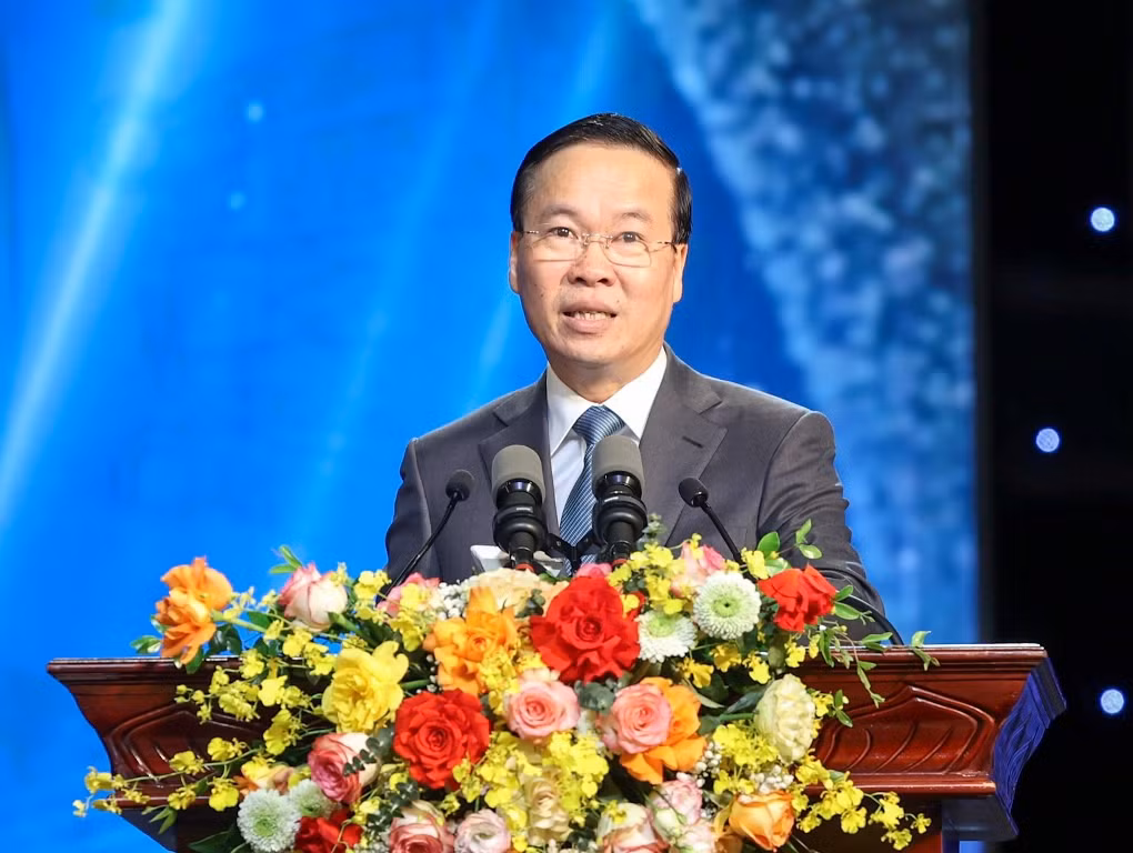 Chủ tịch nước Võ Văn Thưởng phát biểu tại buổi lễ. Chủ tịch nước Võ Văn Thưởng phát biểu tại buổi lễ.