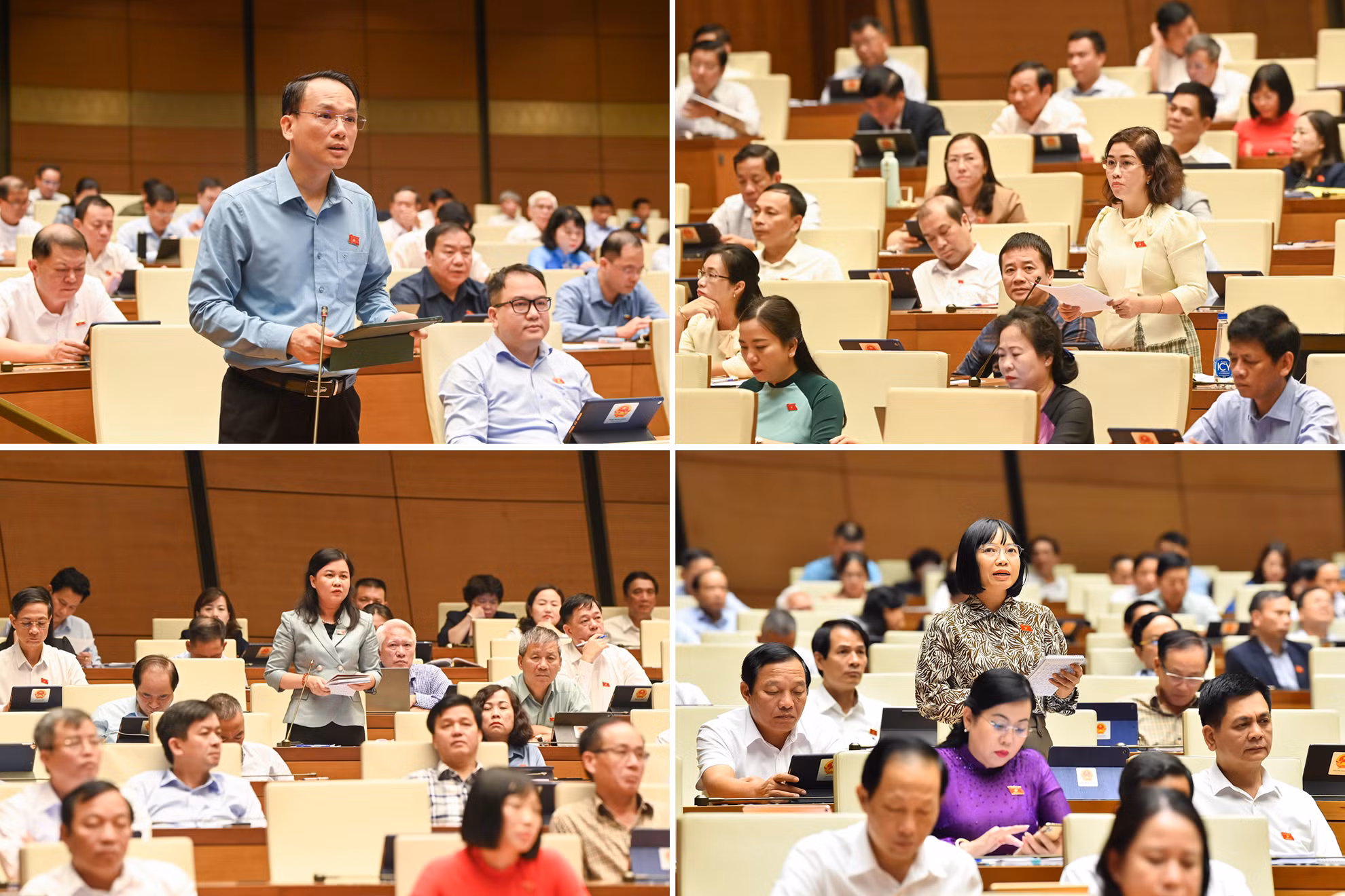 Các đại biểu Quốc hội phát biểu ý kiến thảo luận về dự án Luật Căn cước và dự án Luật Viễn thông (sửa đổi).