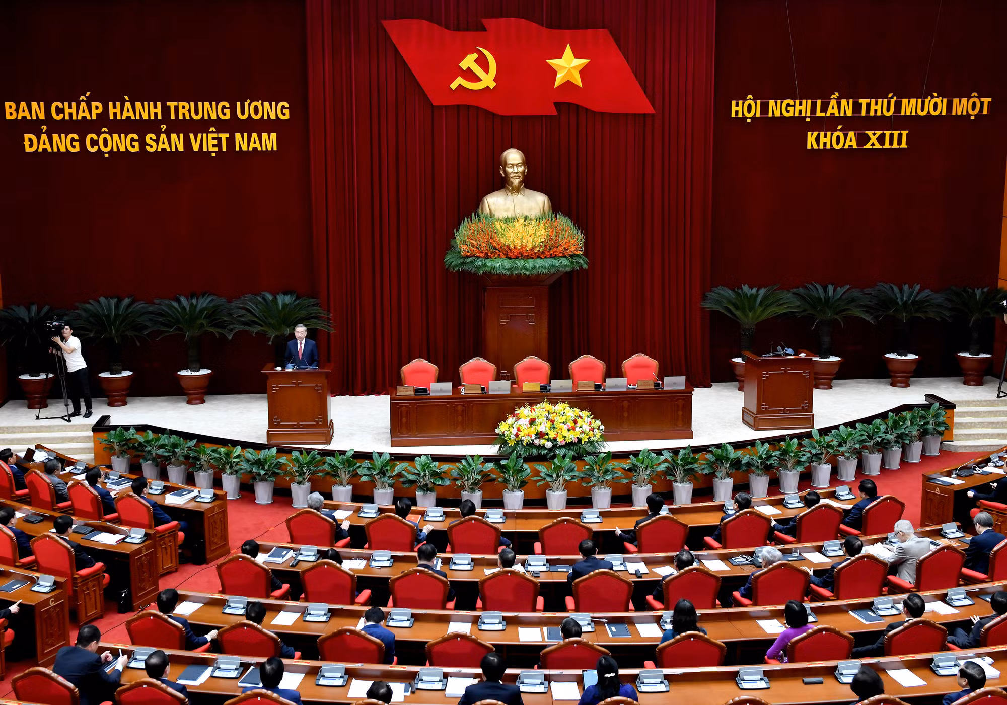 Hội nghị lần thứ 11 Ban Chấp hành Trung ương Đảng khóa XIII họp từ ngày 10/4 đến ngày 12/4/2025, tại Thủ đô Hà Nội. (Ảnh: Đăng Khoa)