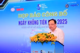 Ông Phạm Anh Tuấn - Vụ trưởng Vụ Thanh toán Ngân hàng Nhà nước phát biểu tại họp báo Chương trình Ngày không tiền mặt 2025 chủ đề "Thanh toán không tiền mặt thúc đẩy kinh tế số".