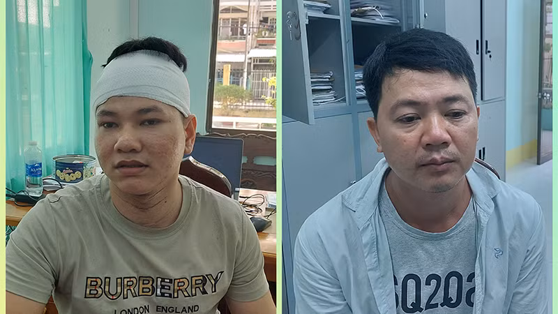 Đối tượng Bùi Hữu Trung bị thương vùng đầu và Trương Tấn Linh.
